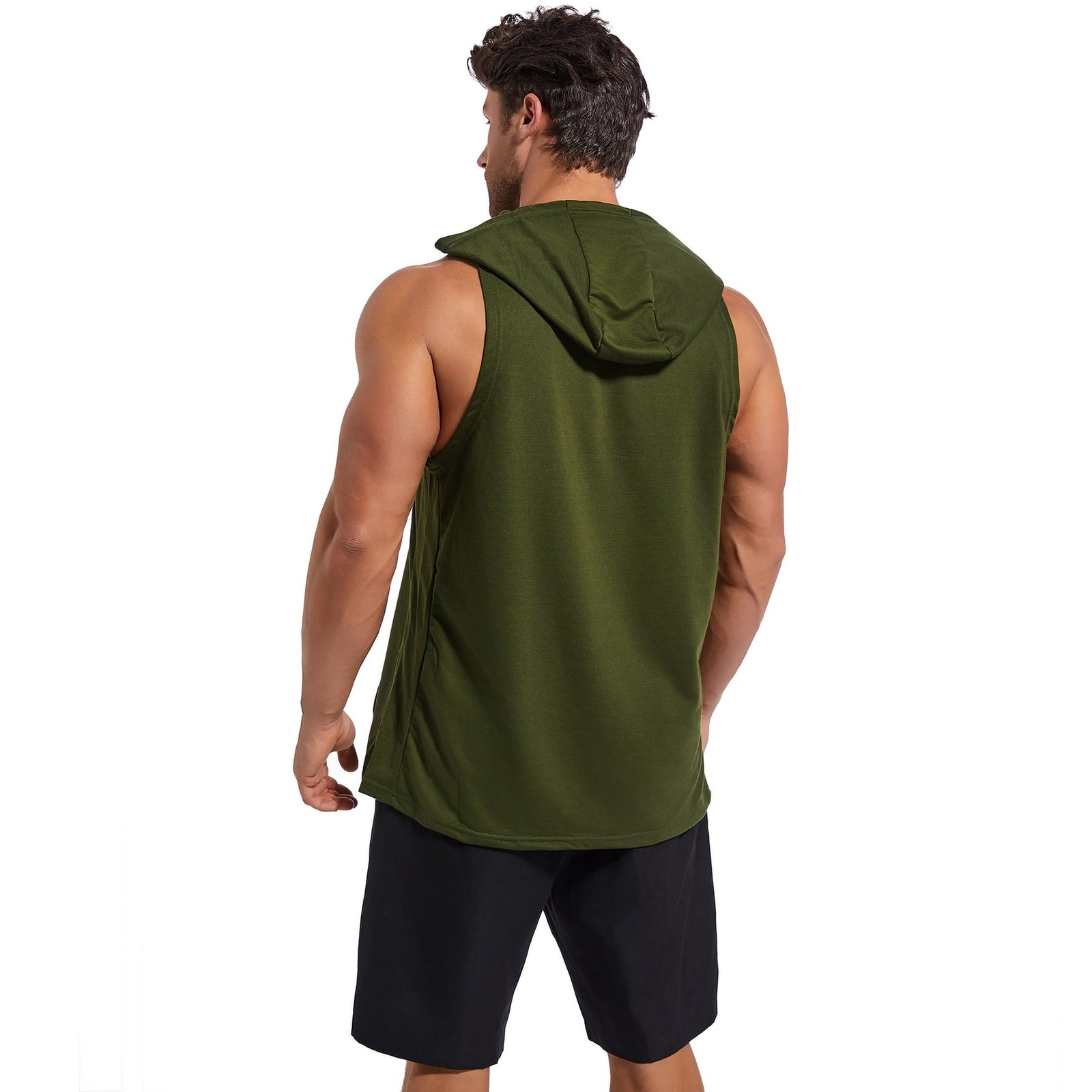 Men’s Workout Hooded Tank Tops Gym Sleeveless Hoodies Dry fit Bodybuilding Mu…