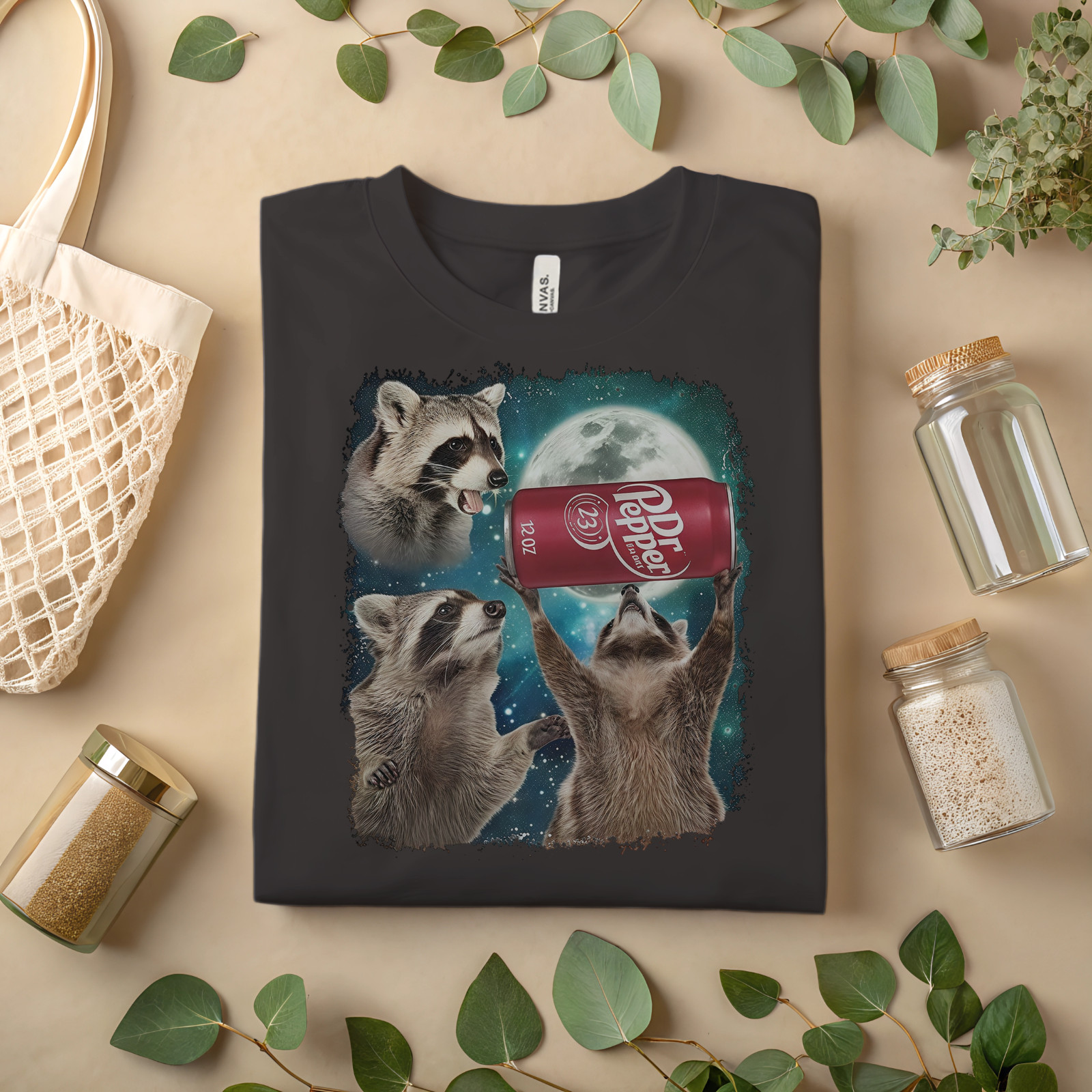 Dr Pepper Funny Raccoon Moon T-Shirt – Cute Cosmic Animal Graphic TeeA180