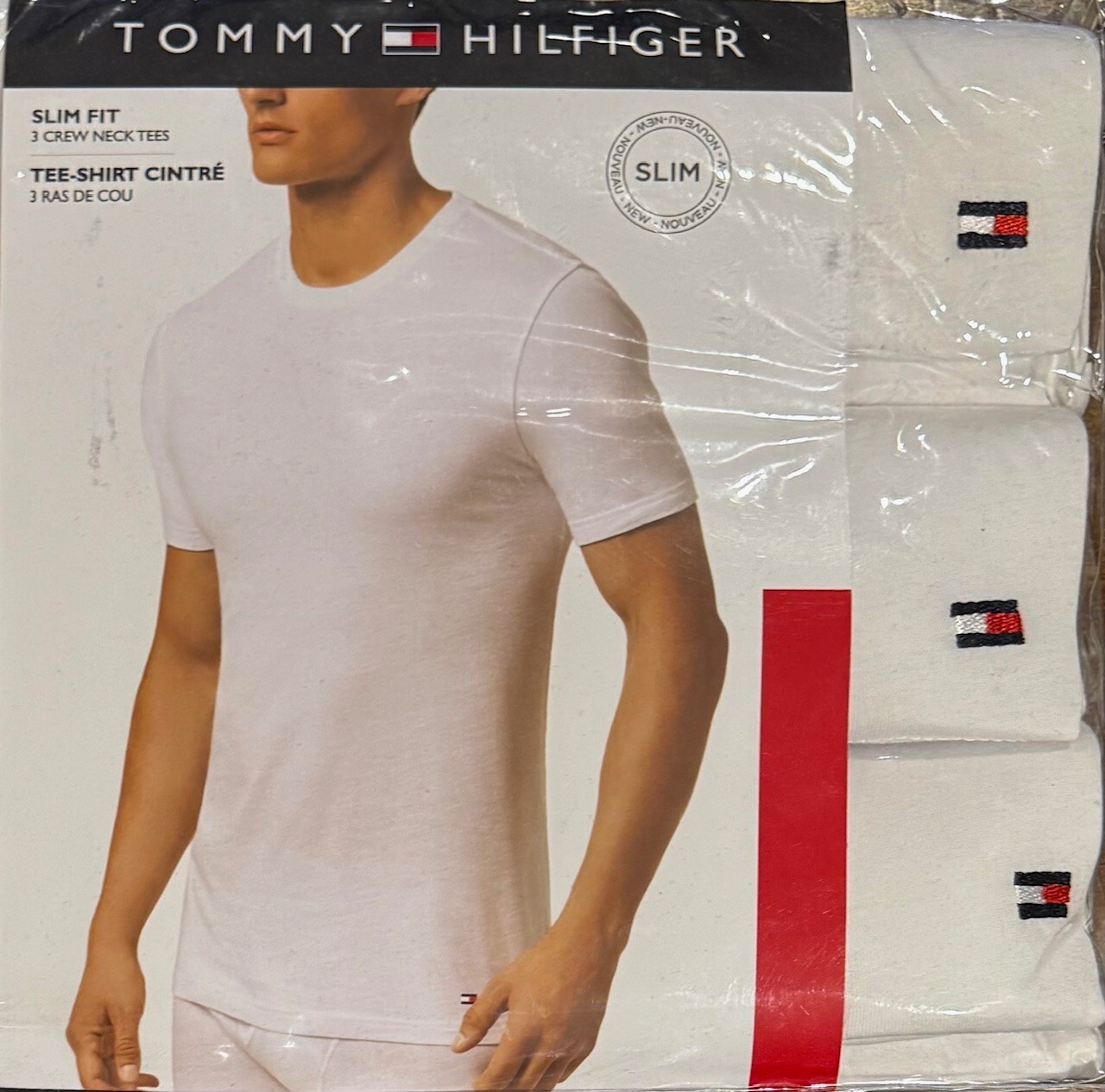 Tommy Hilfiger Slim Fit 3 X T-Shirt Sz. XL White Cotton Crews NWT