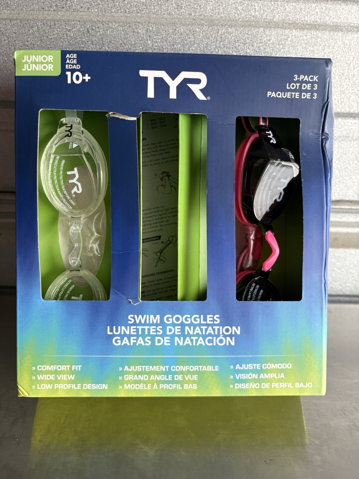 TYR Junior Swim Goggles 2-Pack (Ages 10+) – UV Protection Anti-Fog (Black/Clear)