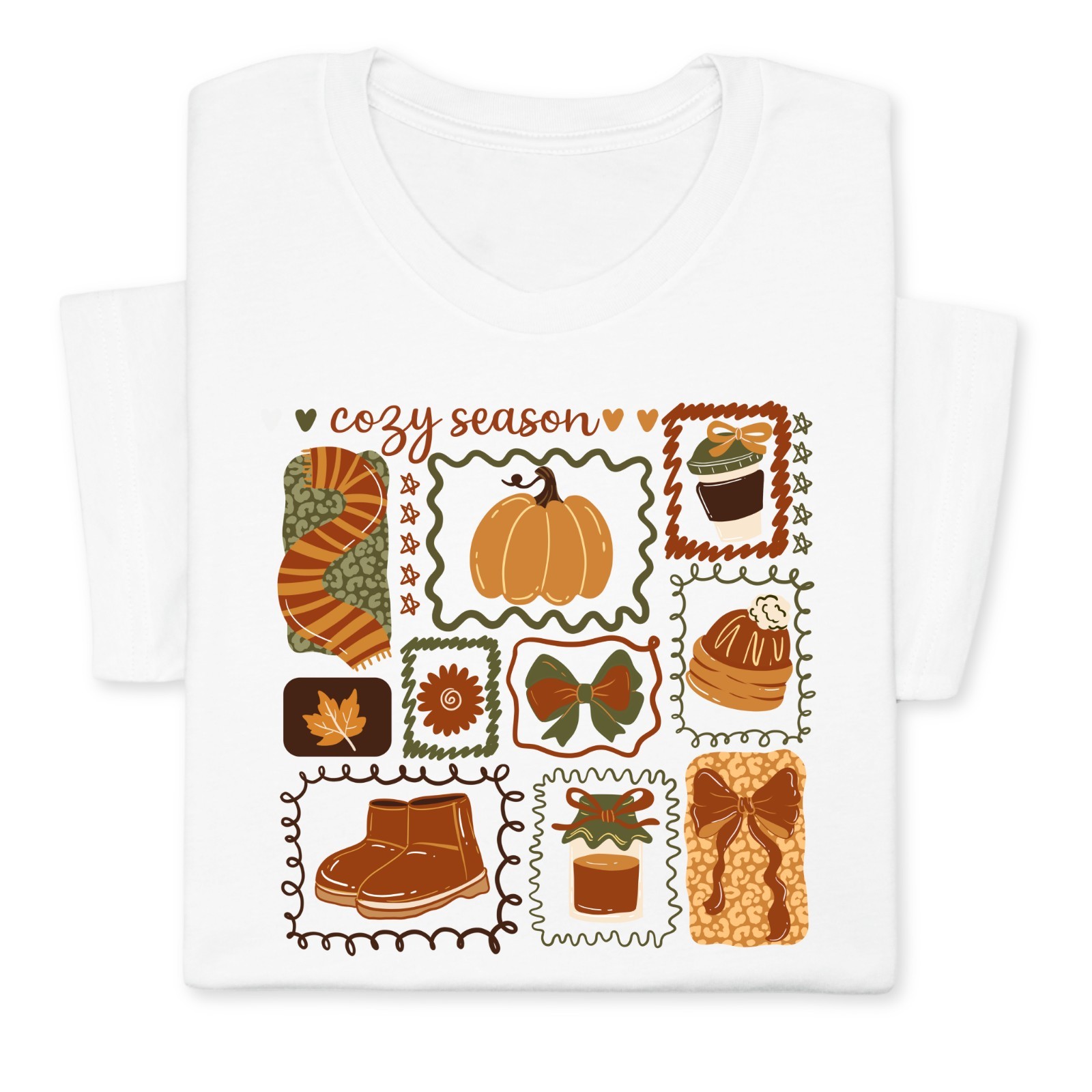 Cozy Season Fall T-Shirt, Autumn Coffee Pumpkin Graphic Tee Gift