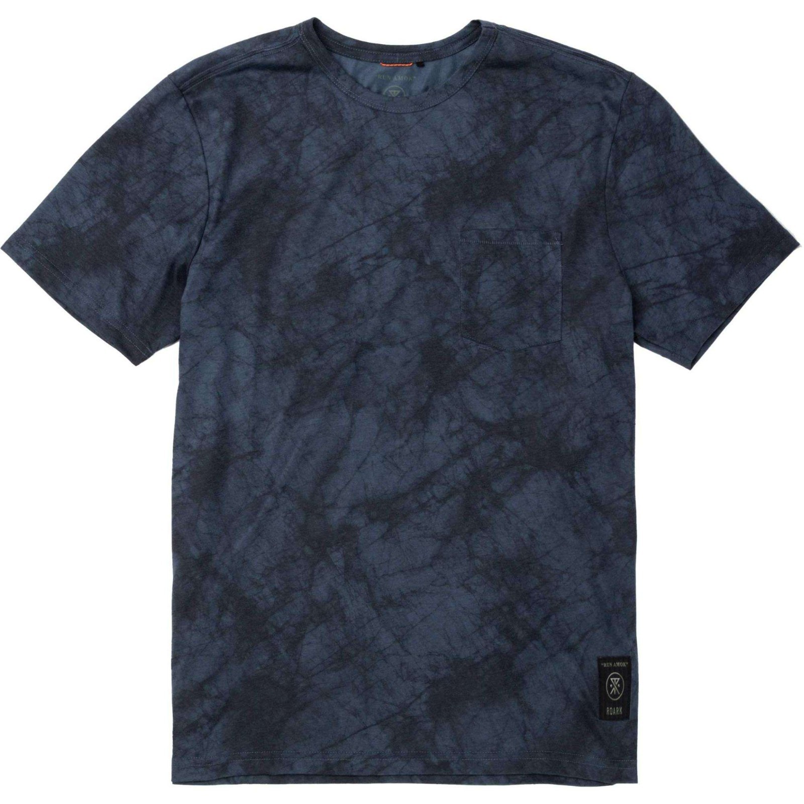 Roark Mathis Tie Dye Men’s Run Amok Pocket Tee Medium Navy S/S Active NEW #5791