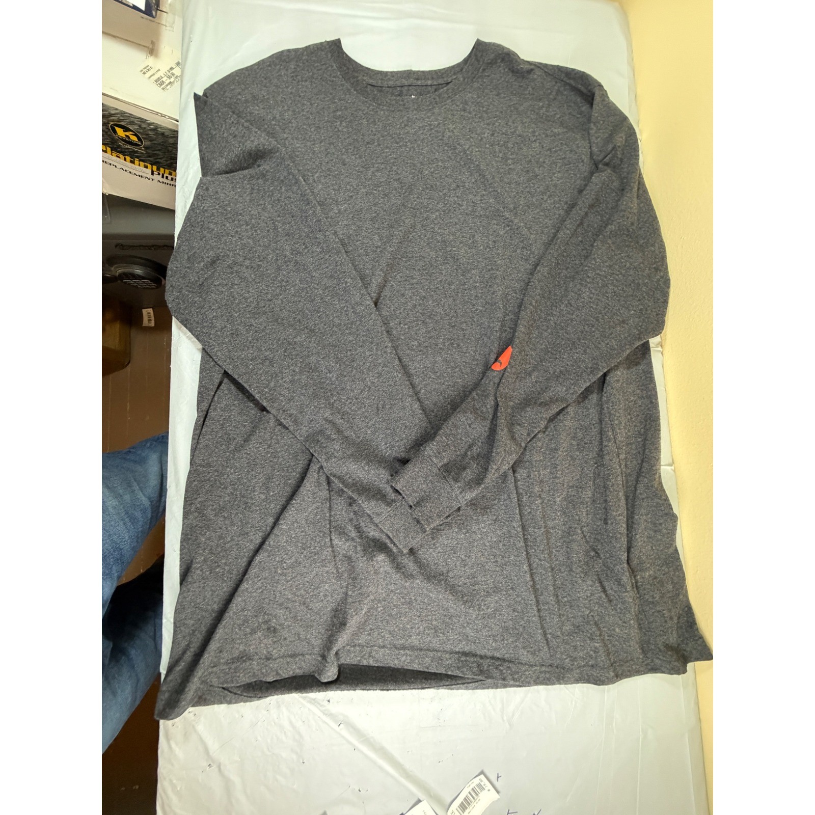 Carhartt Mens 3XL Tall Loose Fit Long Sleeve T-Shirt Gray Orange TK0231-M