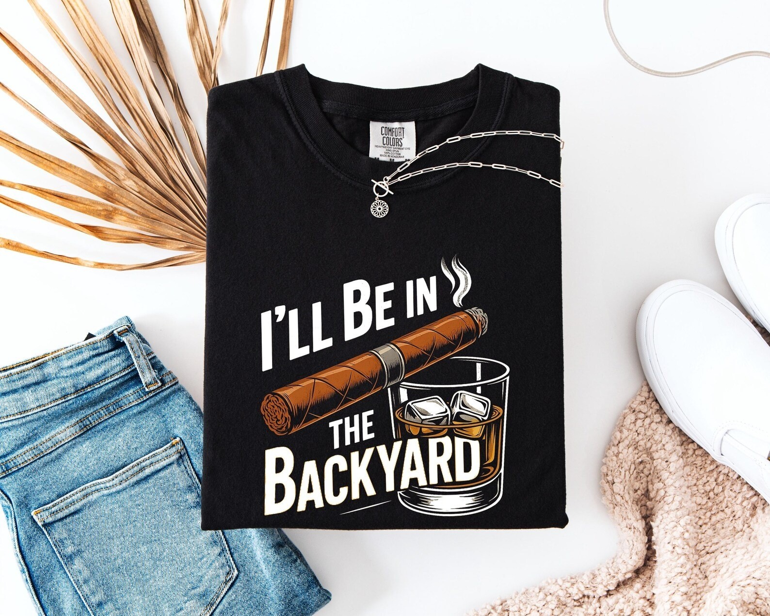 Comfort Colors Funny Cigar Whiskey Shirt Backyard BBQ Gift For Men