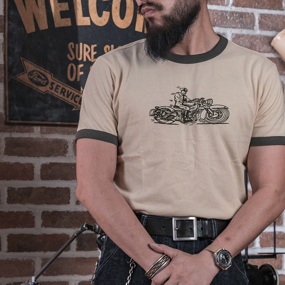 NON STOCK 50s Biker Racing Graphic T-Shirts Men’s Colorblock Slim Fit Tee Shirts