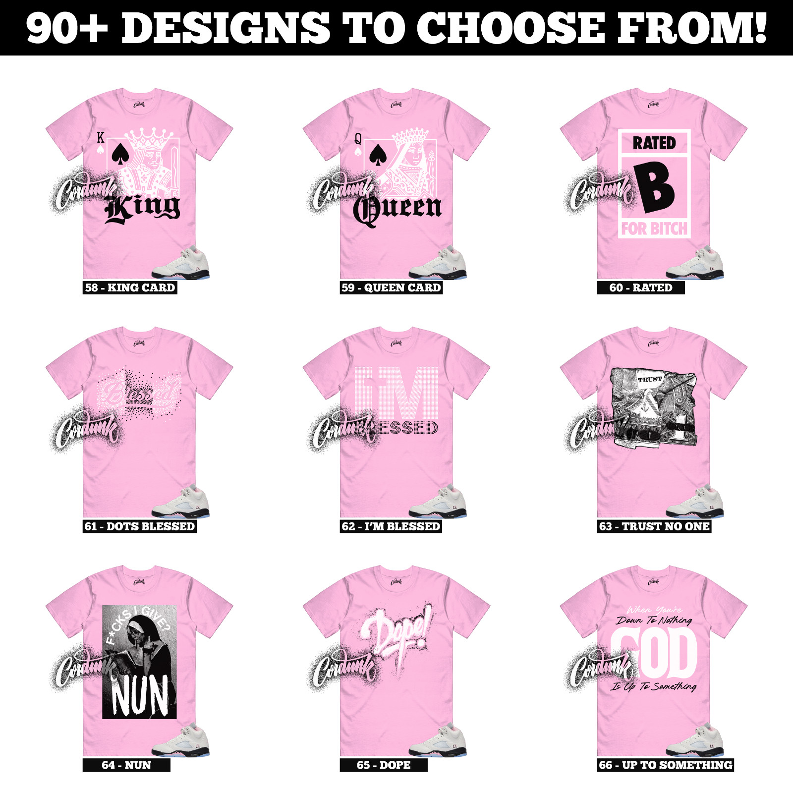 5 Medium Soft Pink White Black Foam Triple Sneaker T Shirt