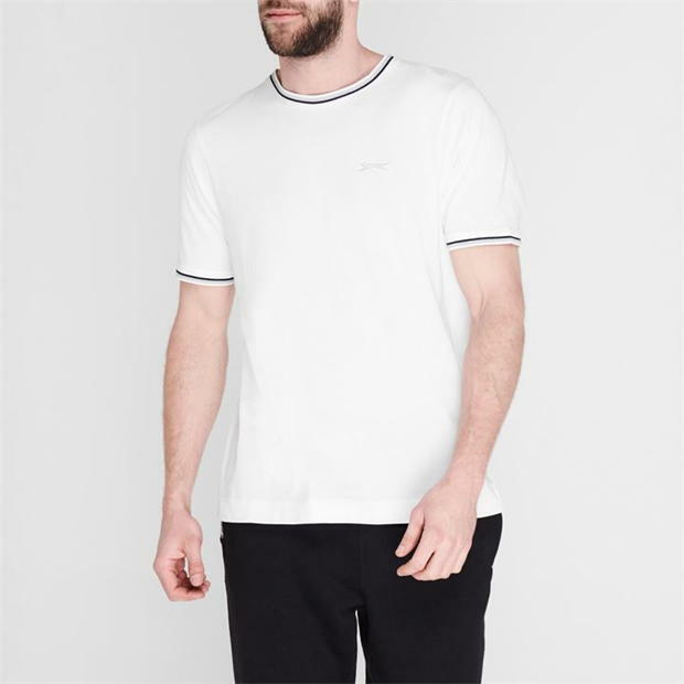Mens Slazenger 100% Cotton Tipped Crew Neck T Shirt XS S M L XL XXL 3XL 4XL BNWT