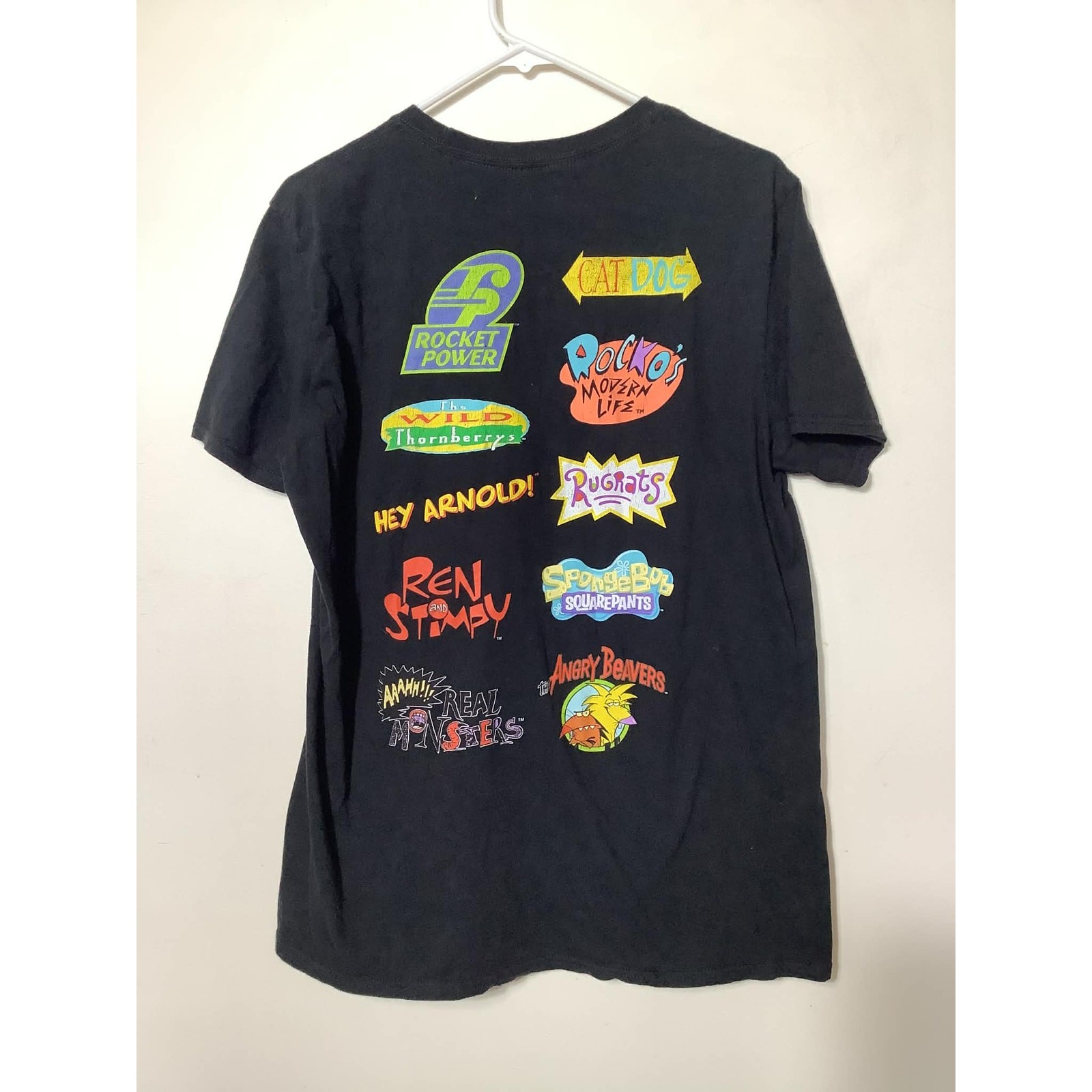 Nickelodeon 90s Nicktoons Character Mashup Mens Spongebob Rugrats T-Shirt Size L