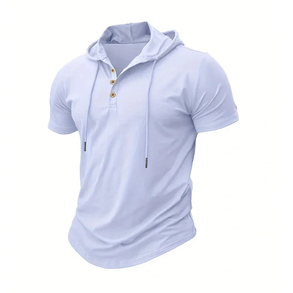 Men’s T Shirt Summer Slim Fitness Hooded Short-Sleeved Tees Male Lightweight