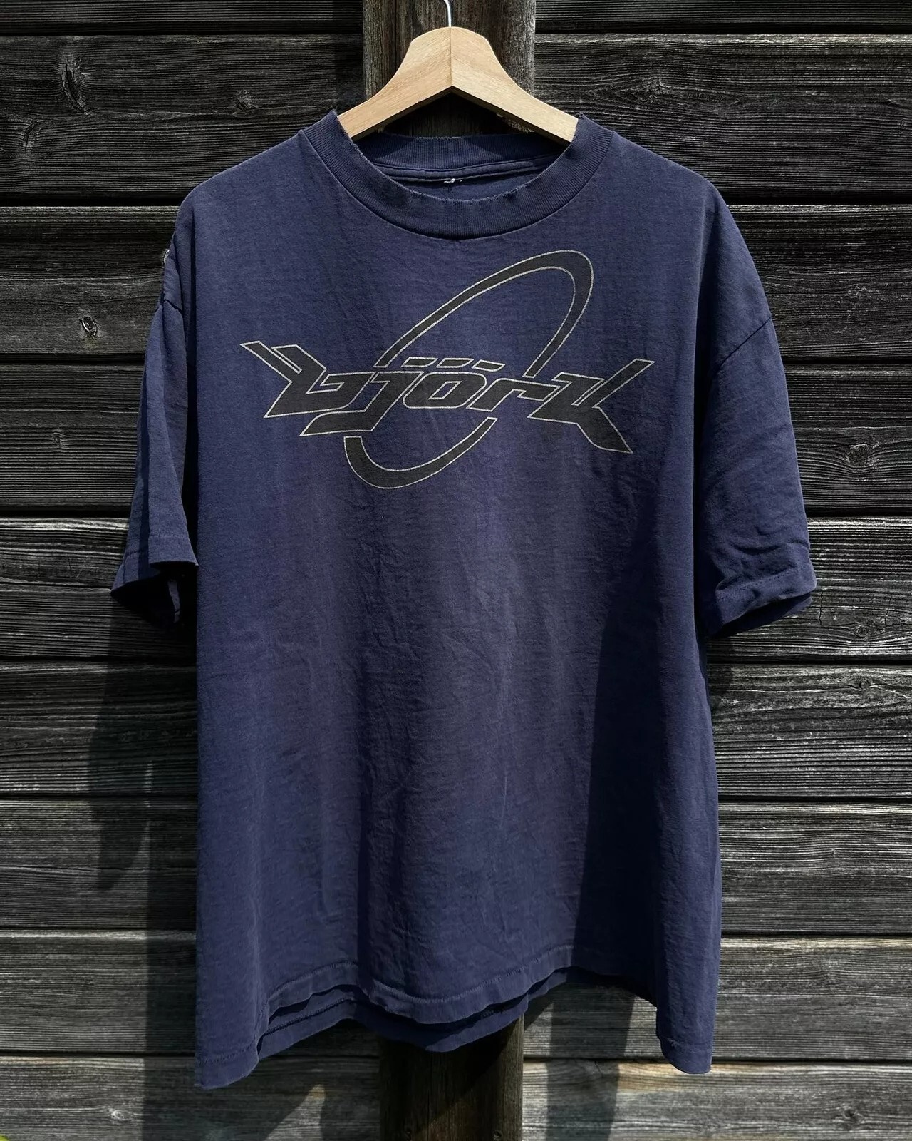 Bjork 90s Logo Classic Style Navy Unisex Short Sleeve T shirt Reprint S-5XL