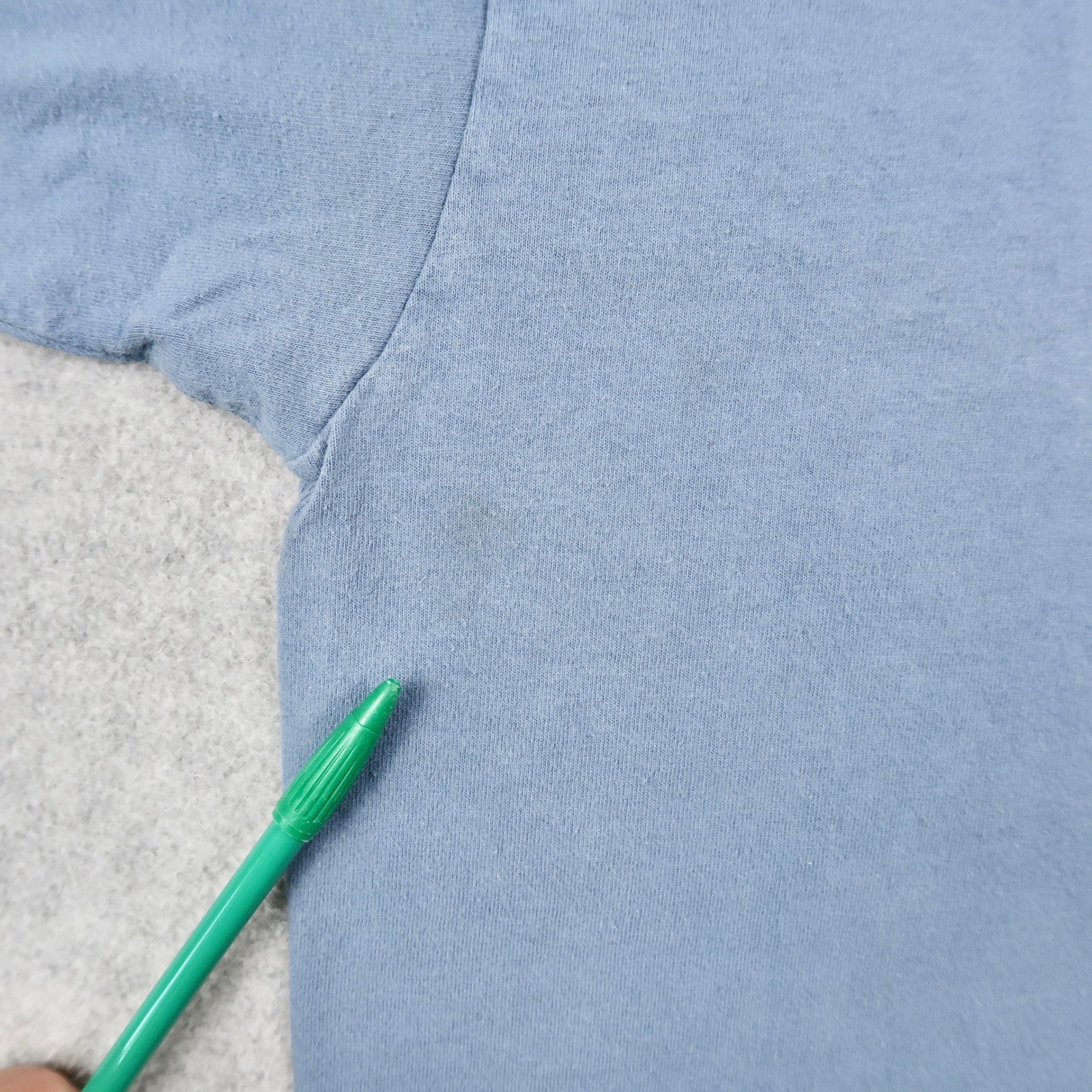 Vintage 90s Basic Editions Mens L Blue Pocket T-Shirt Made in USA 100% Cotton