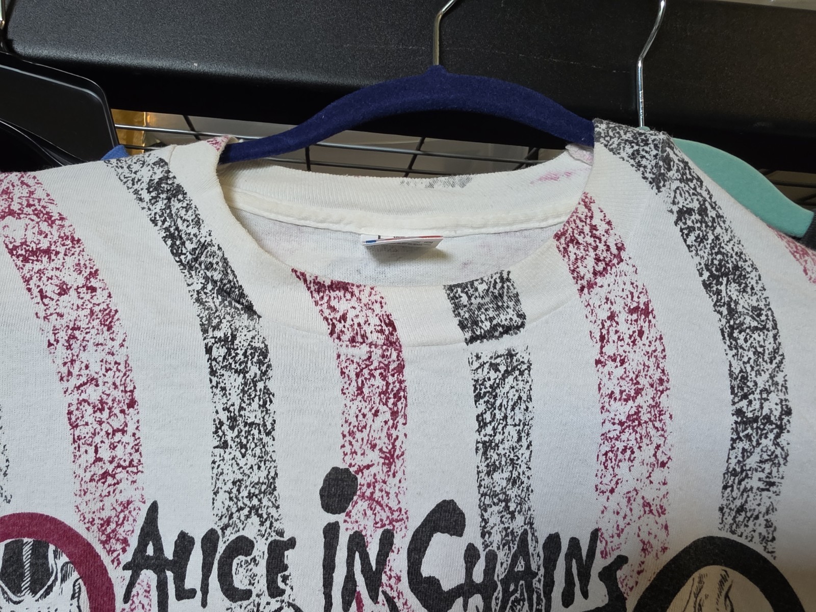 Rare 1991 ALICE IN CHAINS Bones AOP Single Stich Grunge Band Tee Large