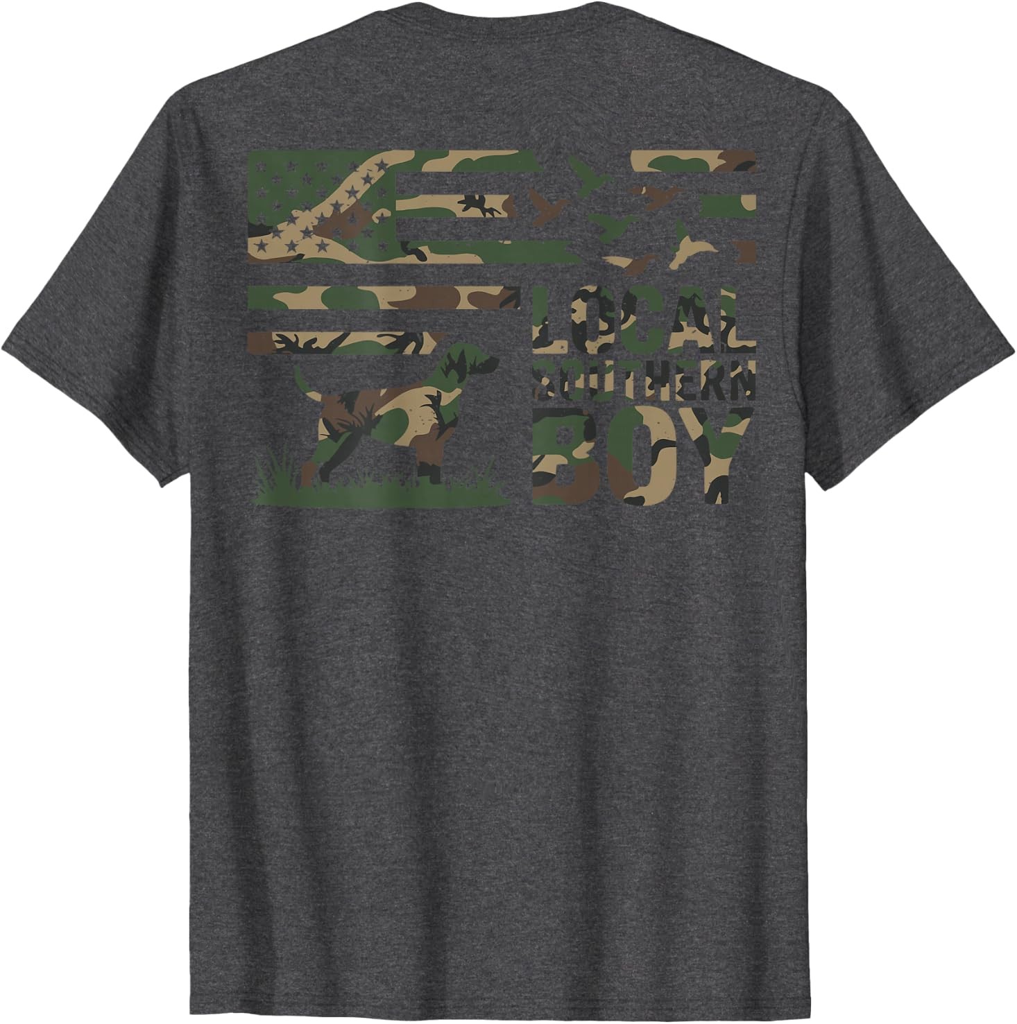 Youth Boy Local Camo Duck Hunting Camouflage American Flag T-Shirt