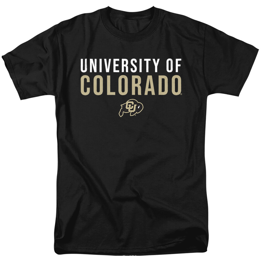 University of Colorado Adult T-Shirt Stacked, Black, S-7XL