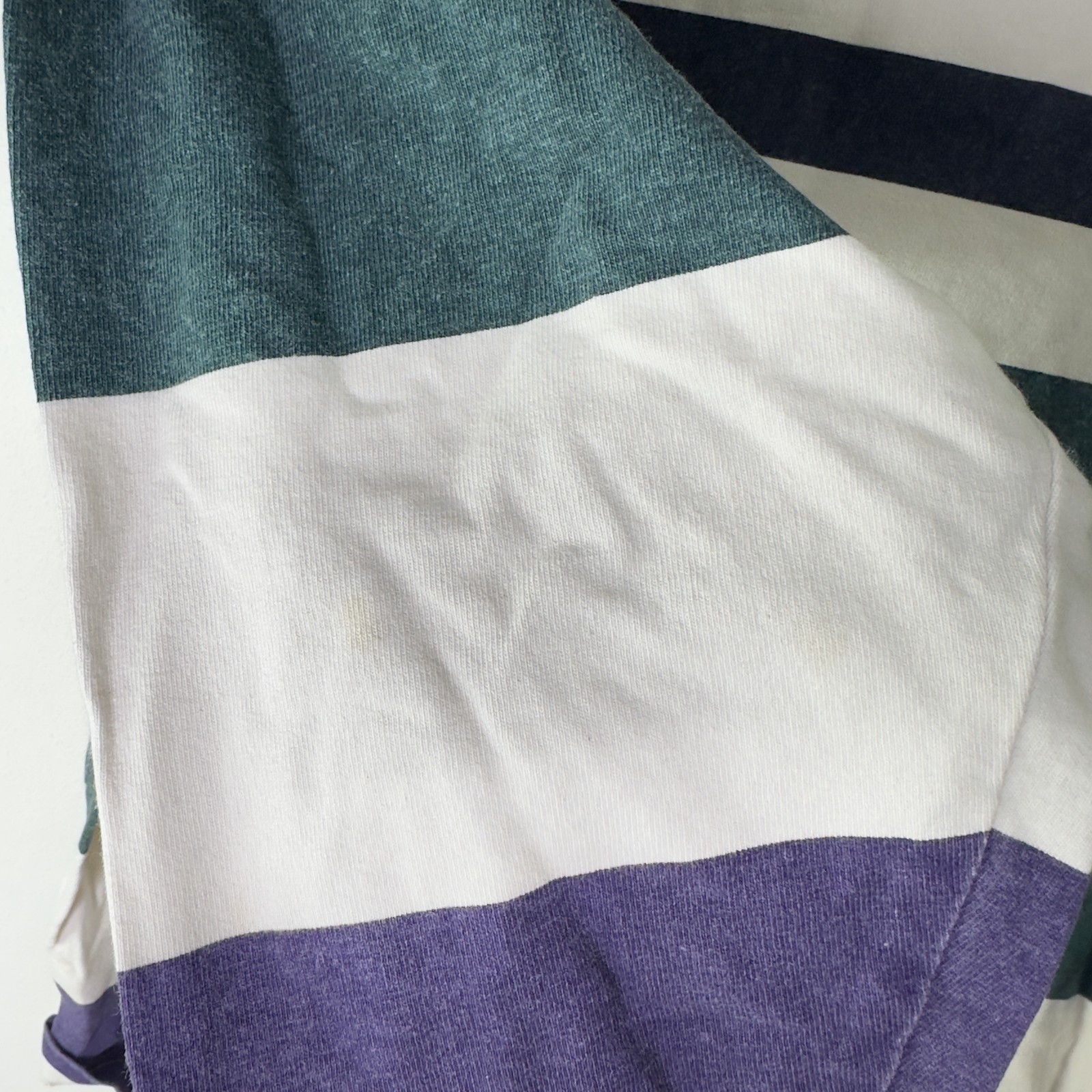 Vintage Enuf Internationale Shirt Mens Medium Purple Green White Striped 90s USA