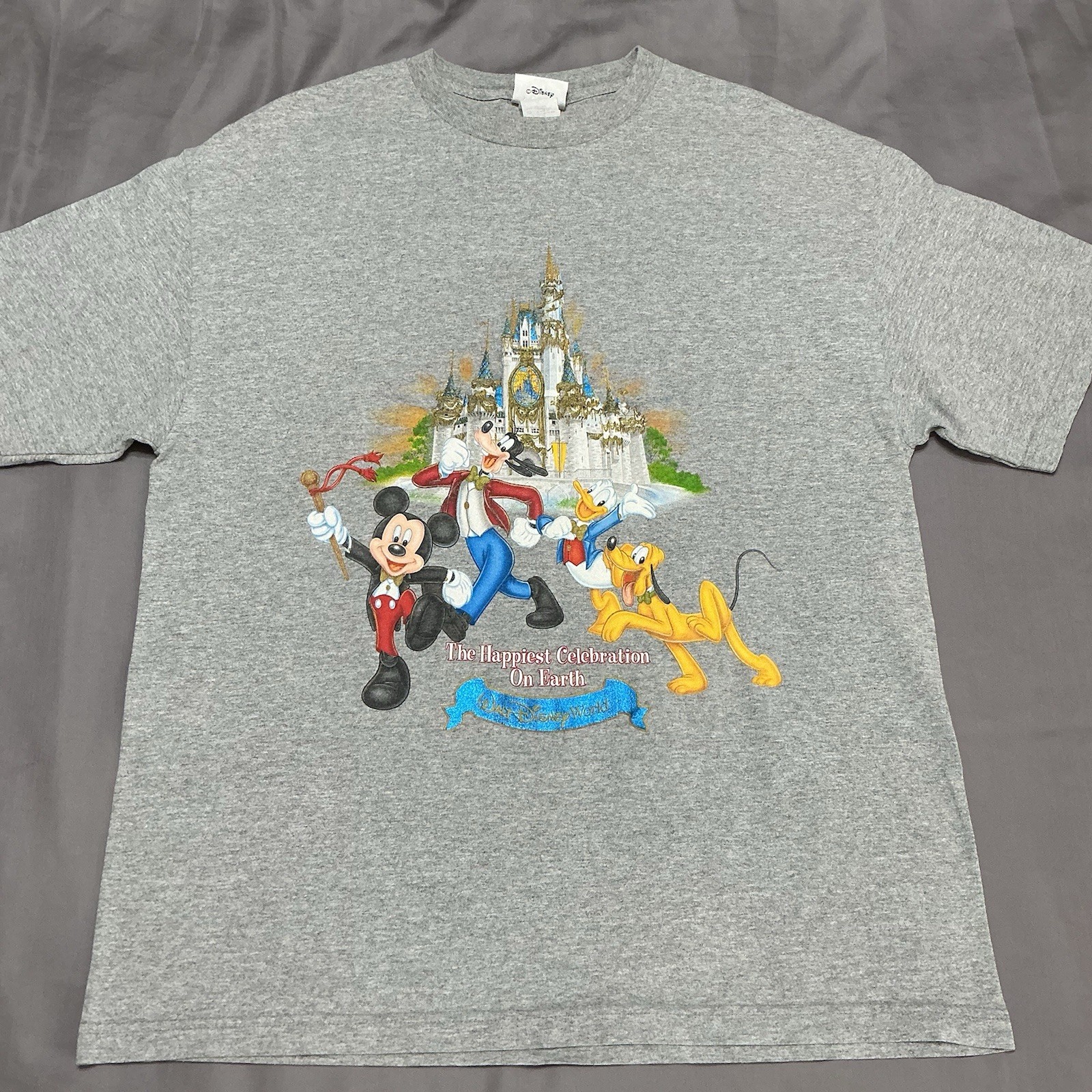 Disney World Happiest Place on Earth Vintage Theme Park Shirt Gray Size 2XL EUC