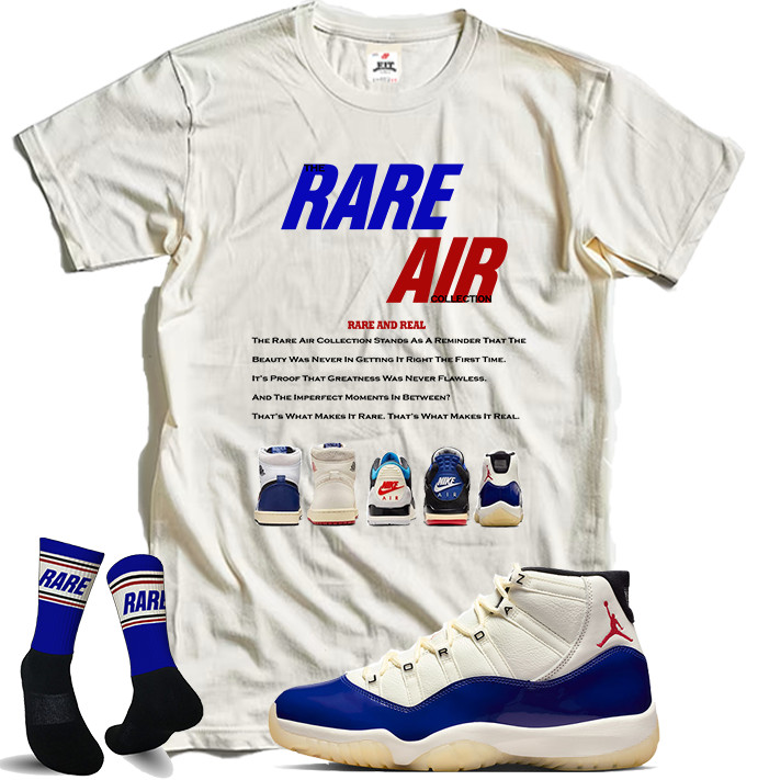 Fdatt shirt to match Retro Jordan 11 Rare Air Sail/Deep Royal blue/Red
