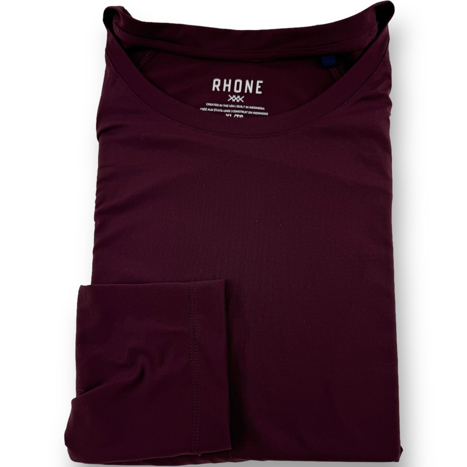 Rhone Maroon Long Sleeve Nylon Polyester Elastane Athletic T-Shirt Mens Size XL