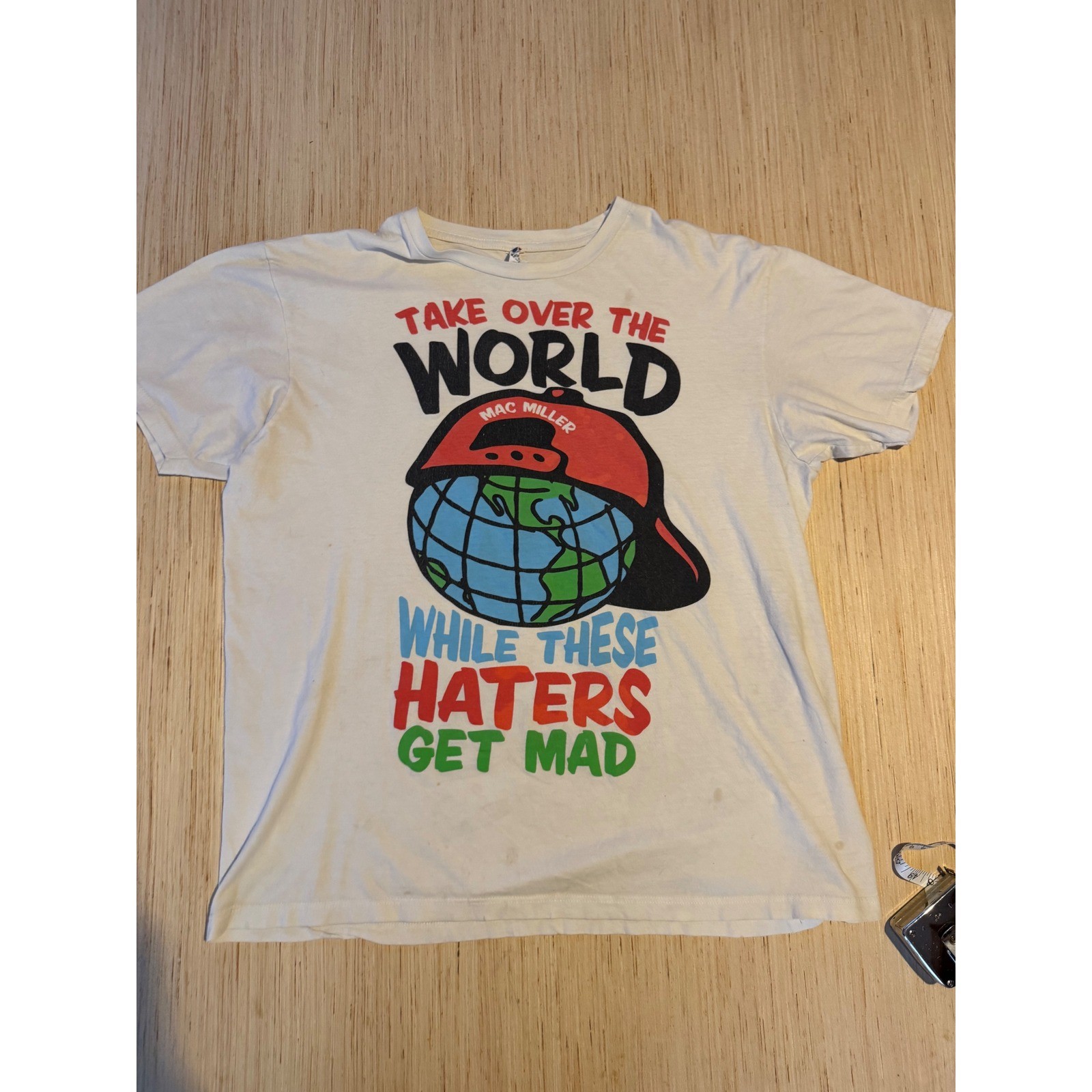 Mac Miller Take Over The World Haters Get Mad Graphic T-Shirt White XL Slim Fit