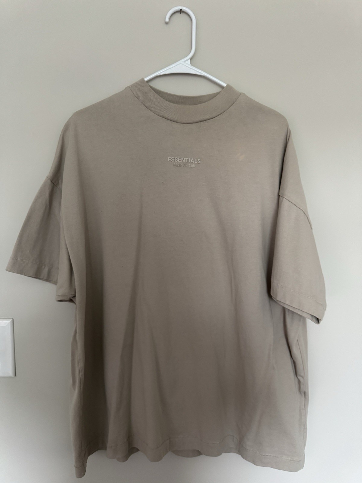 Fear of God Essentials Taupe Oversized T-Shirt Beige Heavyweight Tee Unisex