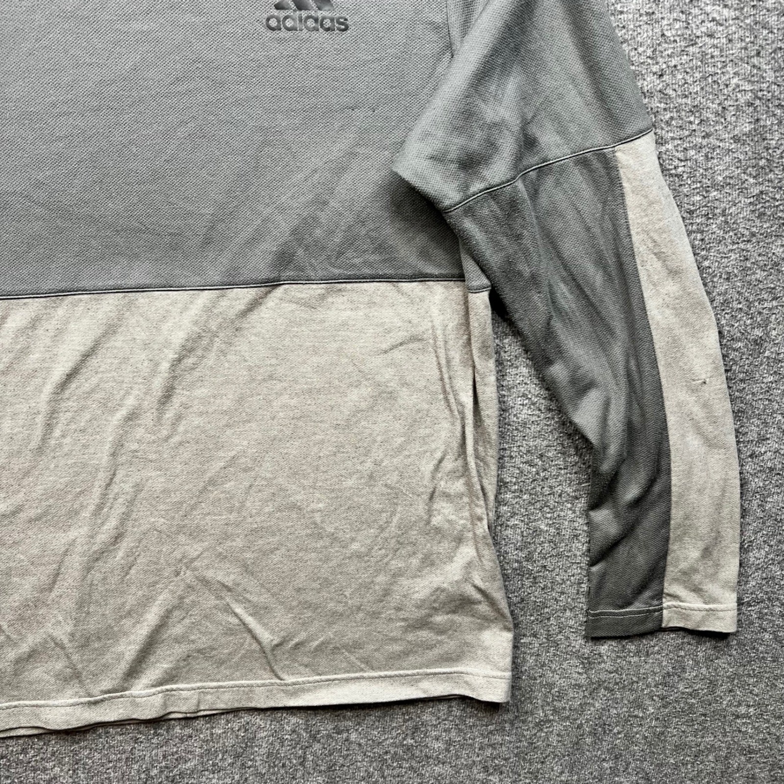 Adidas Shirt Mens Large Gray Climalite Two Tone Long Sleeve Athletic Tee L