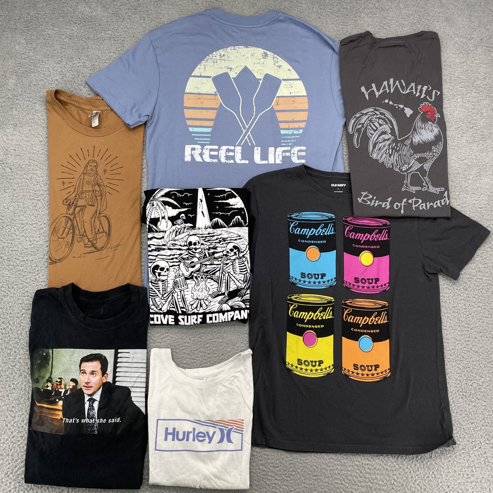 T Shirt Lot of 7 Mens Small Mix Brands 90’s Surf Skate Streetwear Bundle Hurley