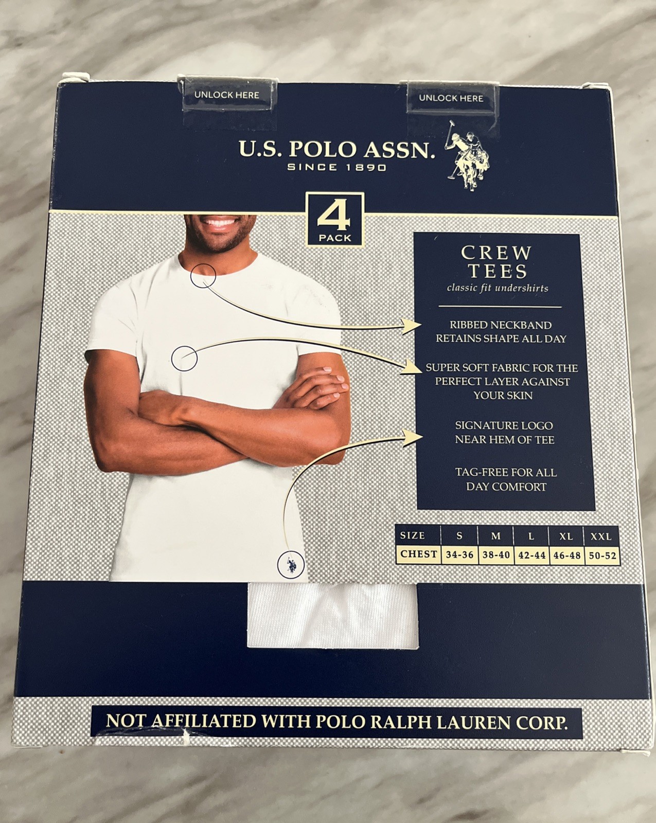 US POLO ASSN 4-Pack Logo White Crew Neck T Shirt Set Classic Fit Men’s X Large
