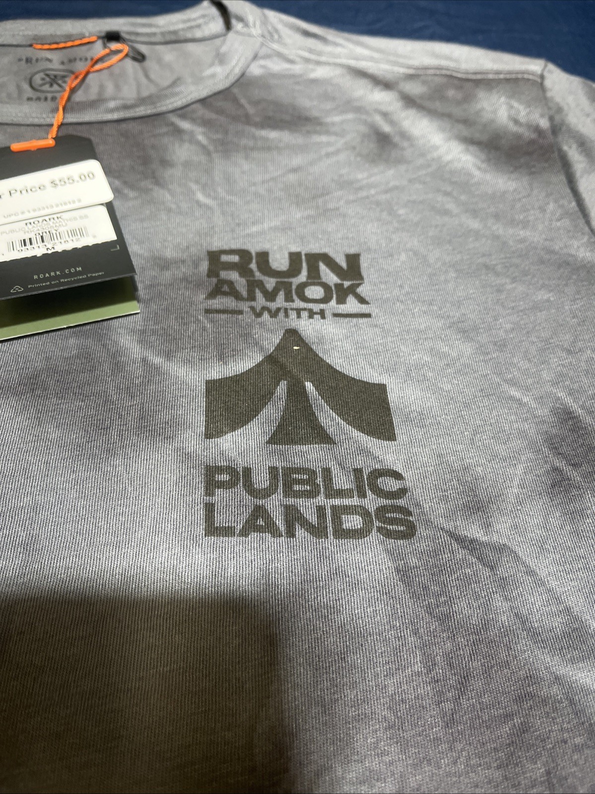 Roark Run Amok X Public Lands – Mathis Core T-Shirt, Grey – Medium MSRP $49