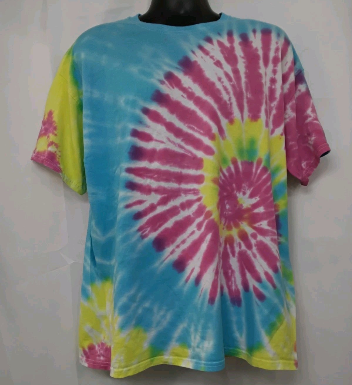New Tie Dye Yellow Pink Blue T-Shirt Unisex Adult X-LARGE Multicolor Spiral