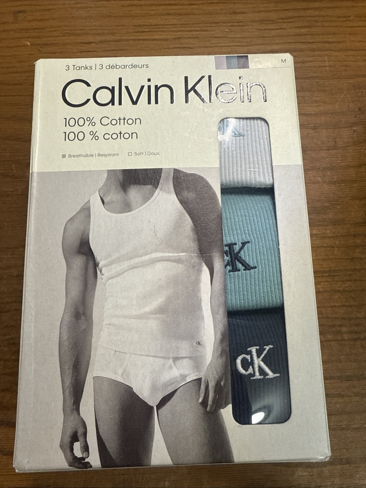 Calvin Klein Cotton RIB (MED) NB4036-313 MULTI COLOR TANK TOPS 3 PACK
