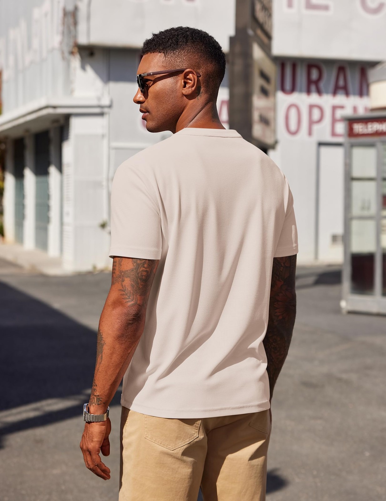 COOFANDY Mens Henley Shirts Short Sleeve Casual Button Textured T Shirt Basic…