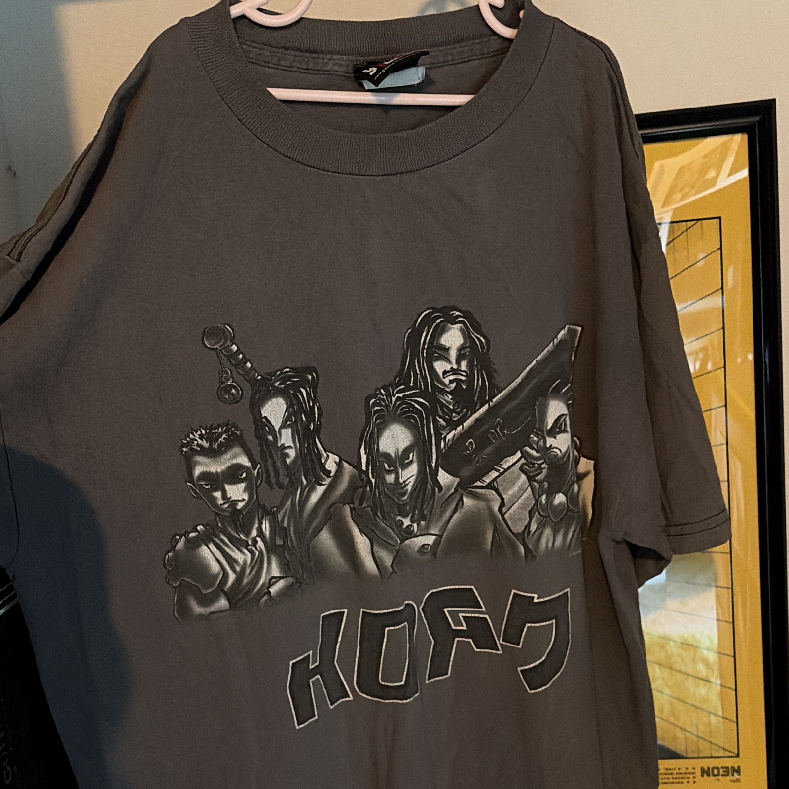 vintage 1999 gray Korn anime band t-shirt