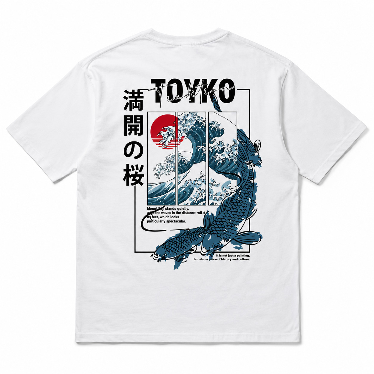 Kanagawa Wave Koi Fish T Shirt Japanese Art Graphic Streetwear Casual Tee