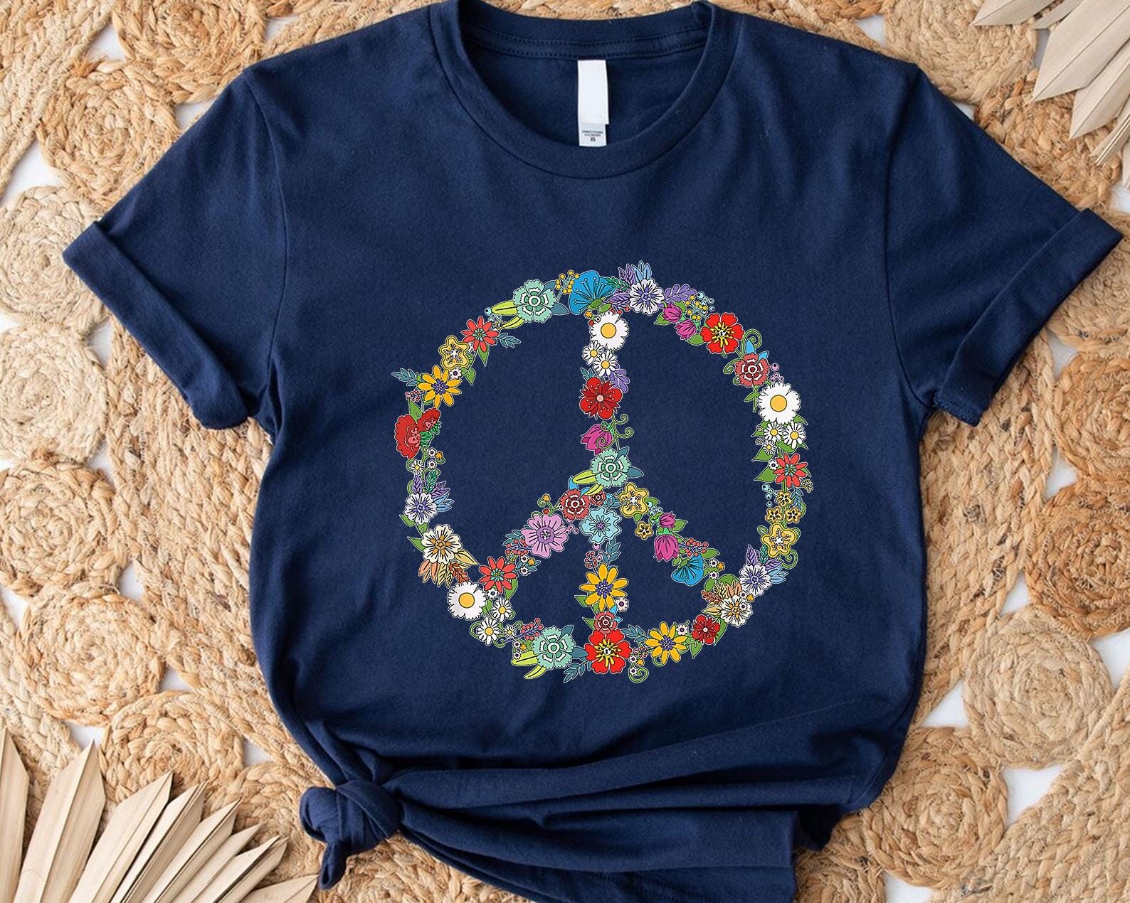 Flower Peace Sign Shirt Boho Floral Peace Symbol Tee Nature Lover Gift