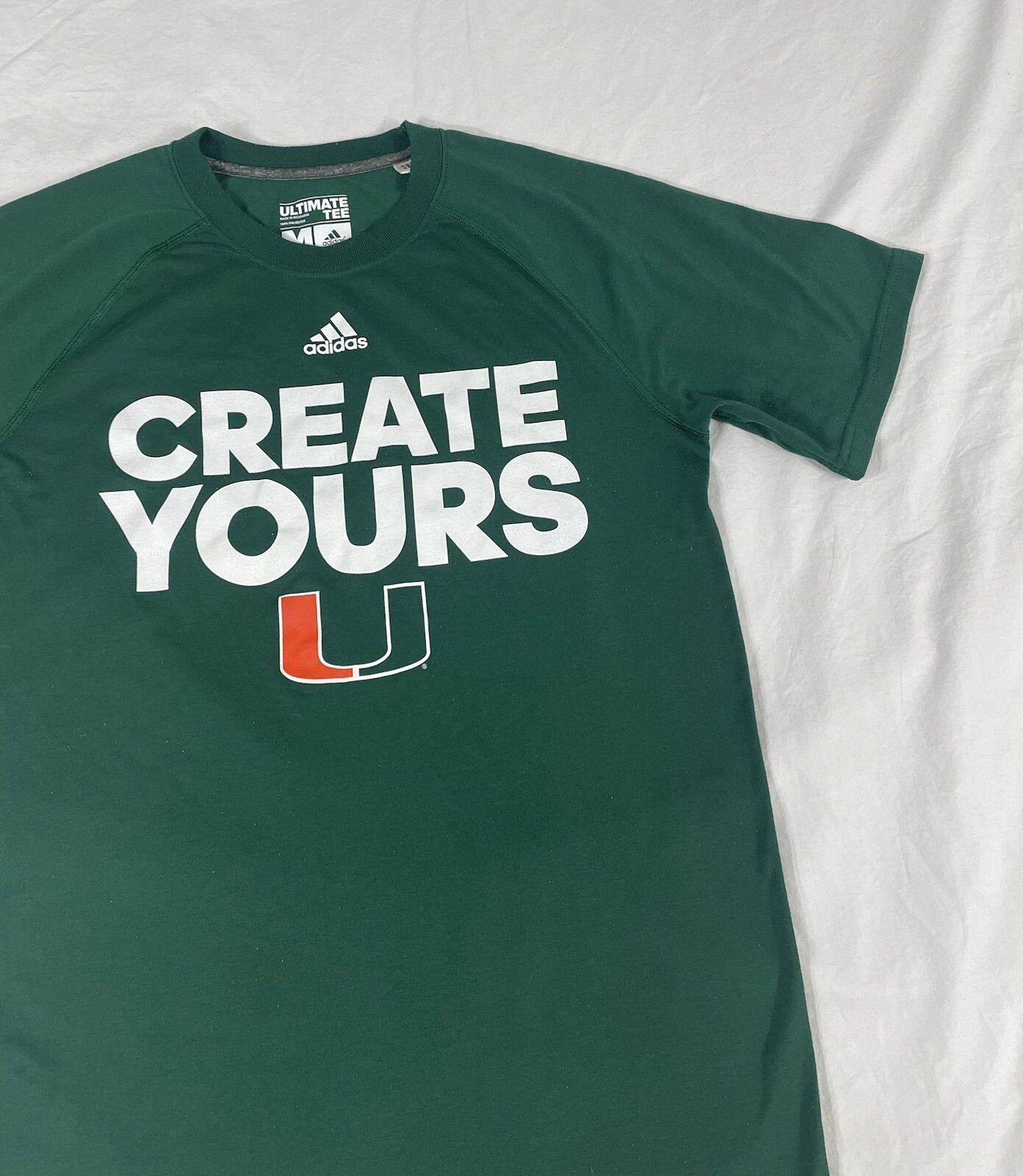 Adidas Climate UM Mens Green Print Short Sleeve Tee Size M