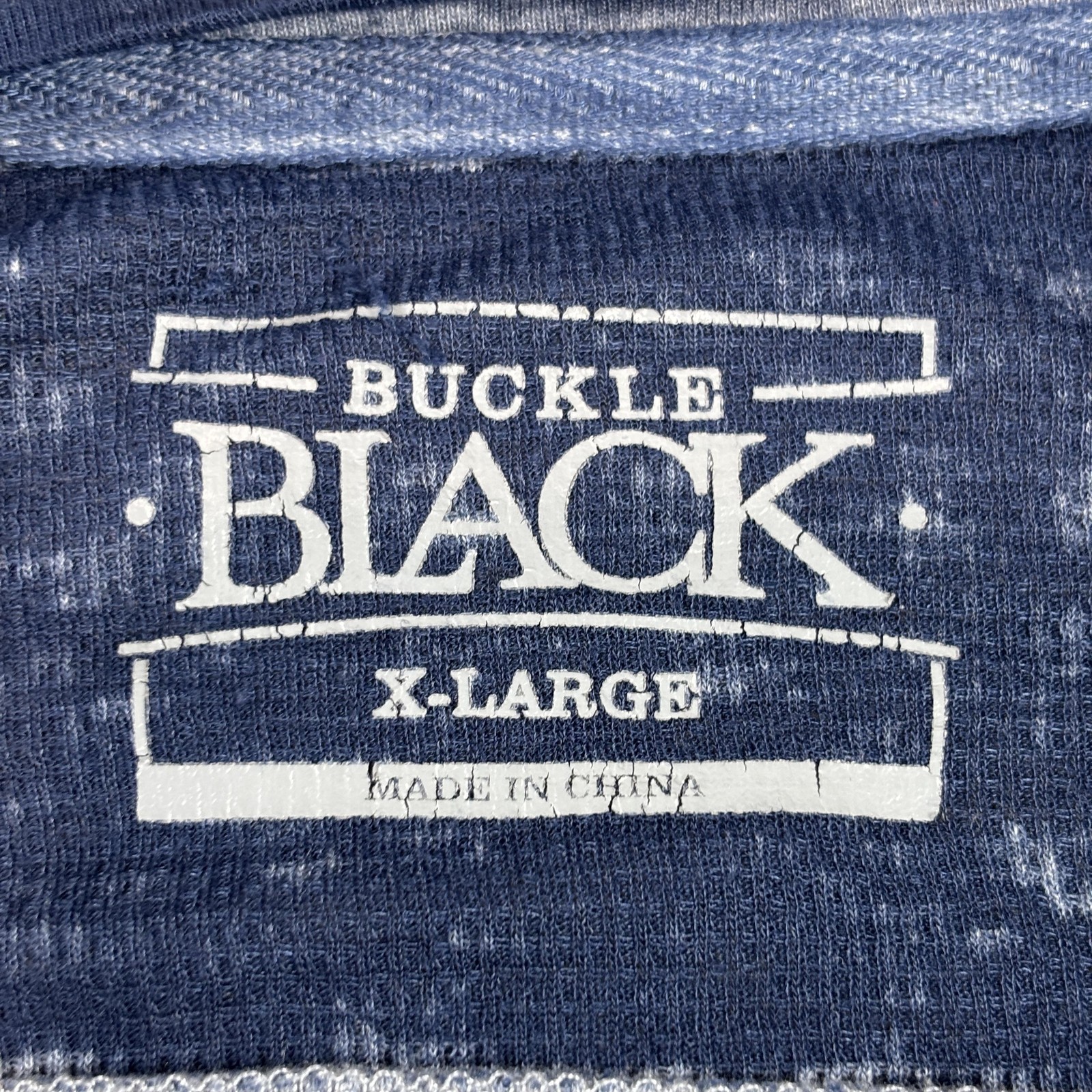 Buckle Black Burnout Henley Shirt Men’s XL Blue Stone Wash Knit Y2K Casual