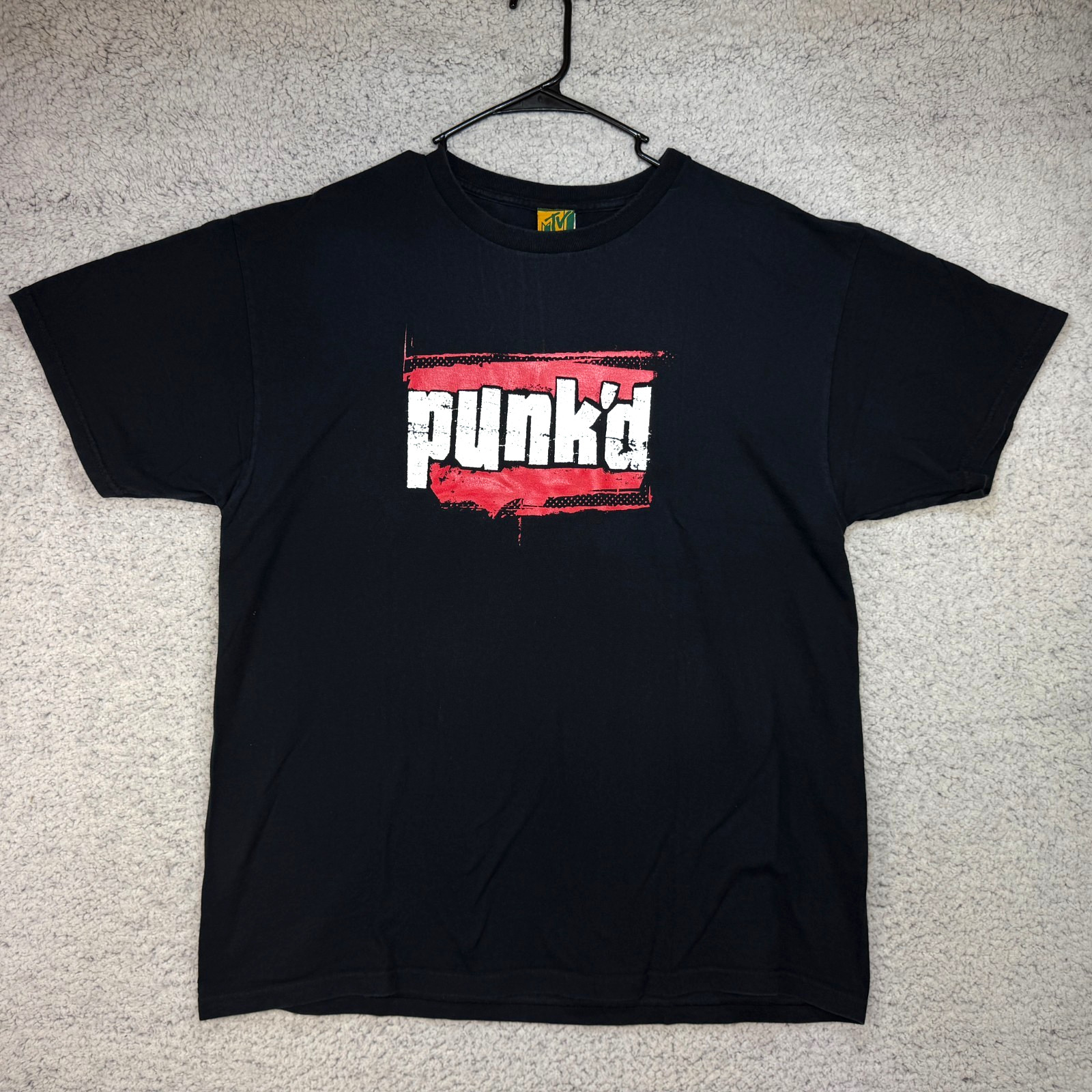 VTG The MTV Store Punk’d Logo Black Cotton Graphic T-Shirt Men’s XL
