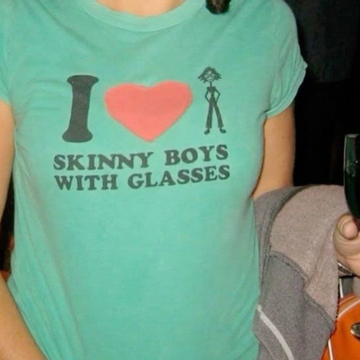 I Love Skinny Boys with Glasses unisex T-Shirt S-5XL