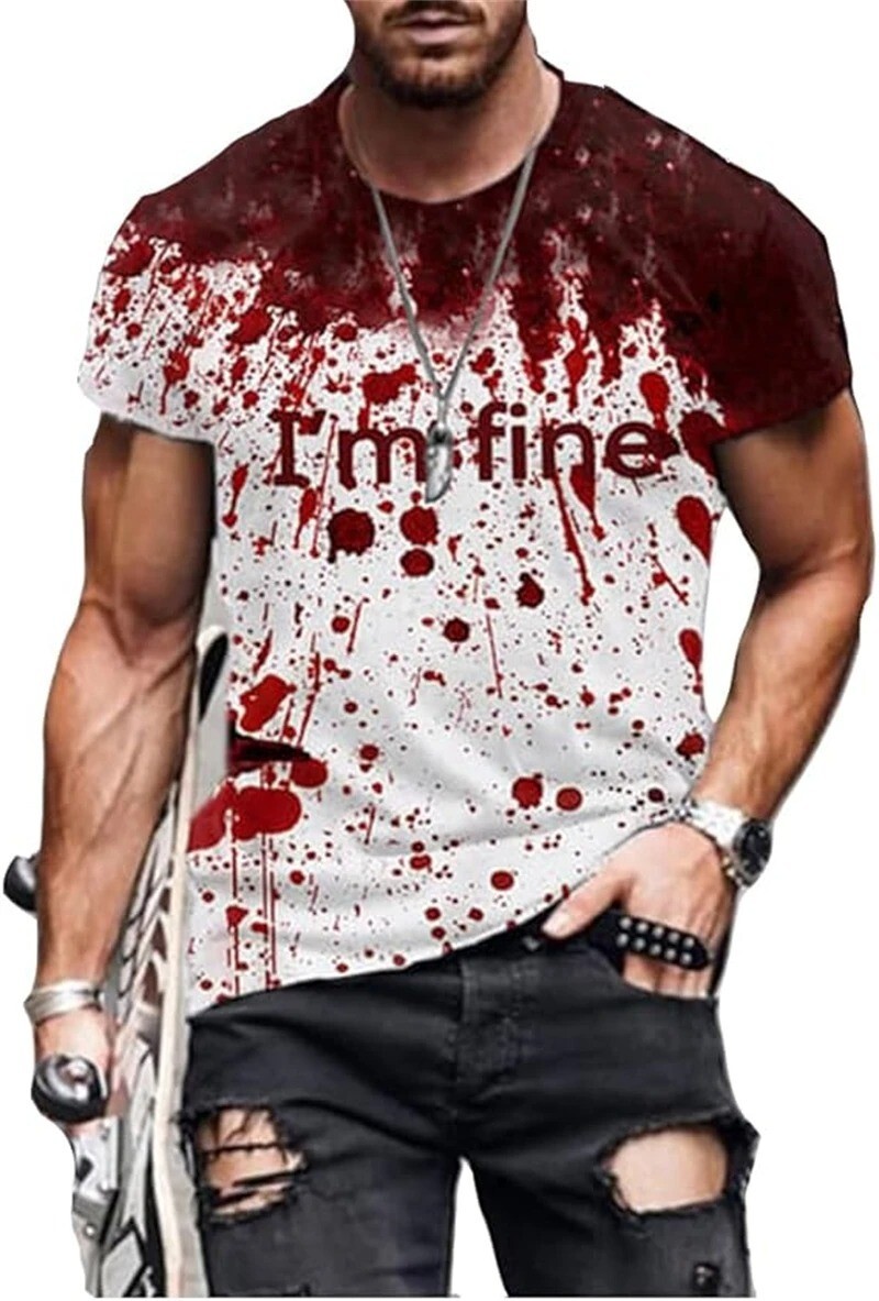 Im Fine Bloody Shirt Halloween Bloody Cloth Men Horror Tshirts Funny Shirts Gift