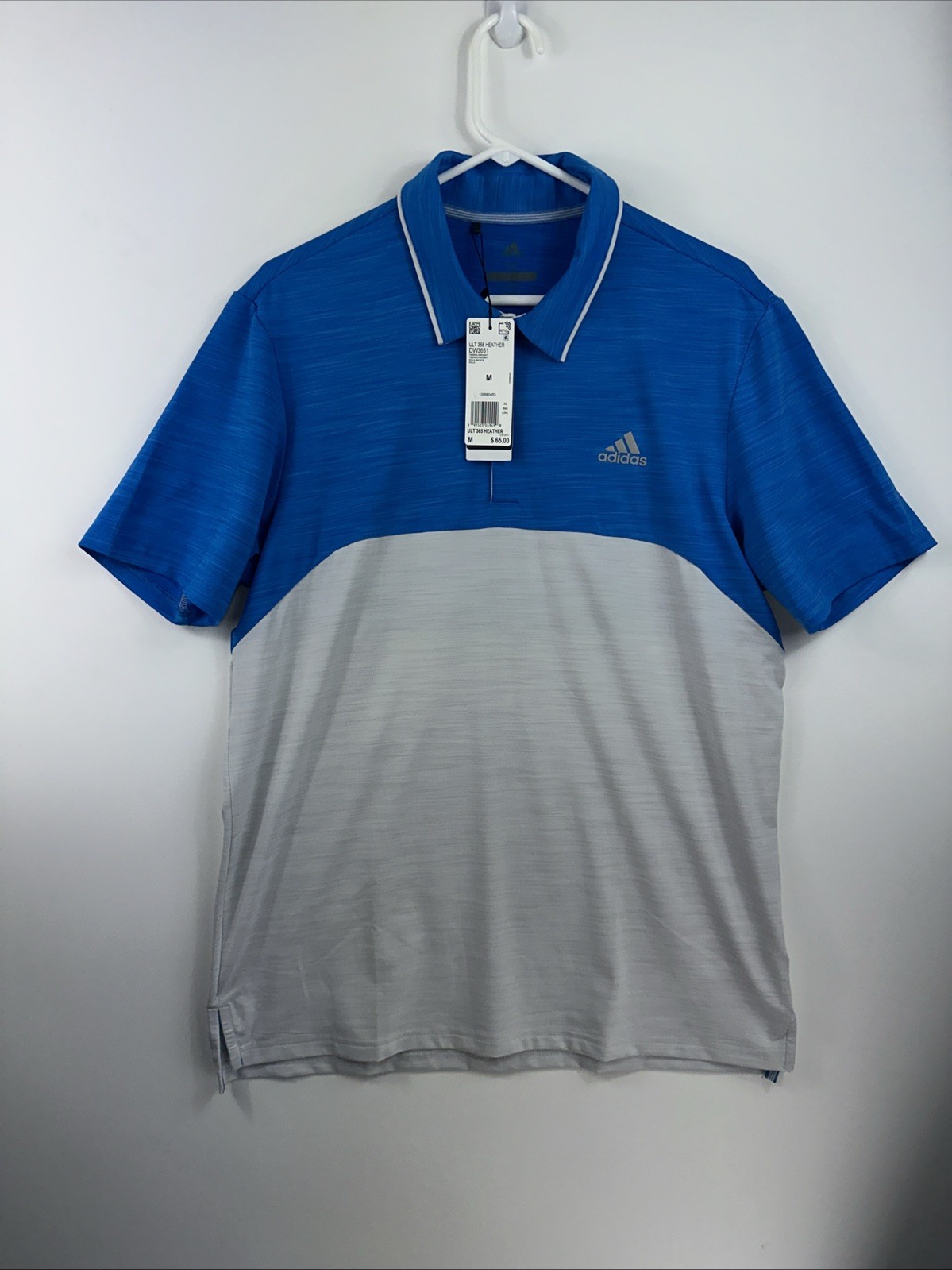 NWT Adidas Golf Men’s Medium Ultimate 365 Polo Blue White Stretch Polo $65