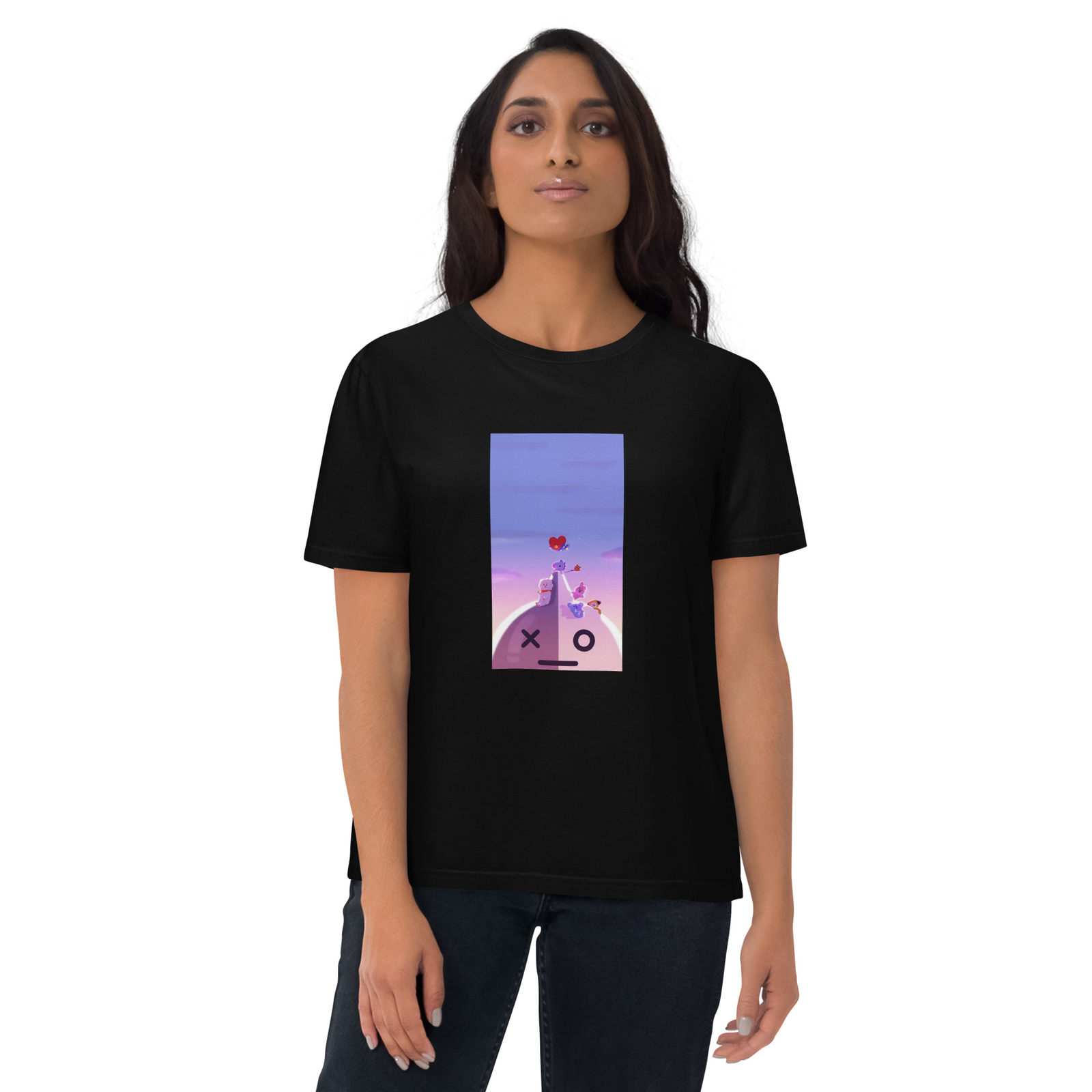 BT21 Unisex organic cotton t-shirt (Black) (Design 1)