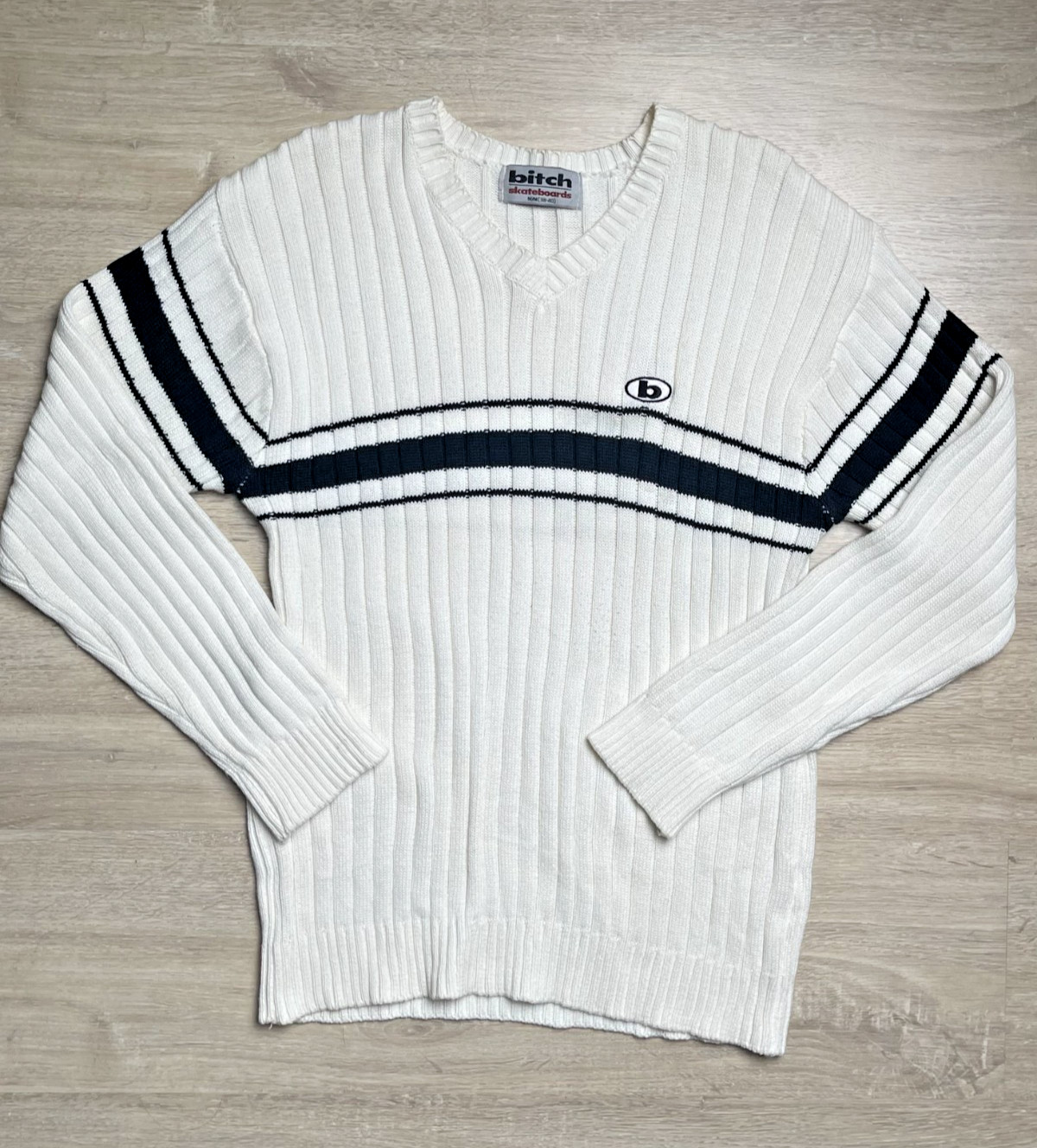 Vintage Bitch Skateboards V-neck knit sweater, Size Medium 90S