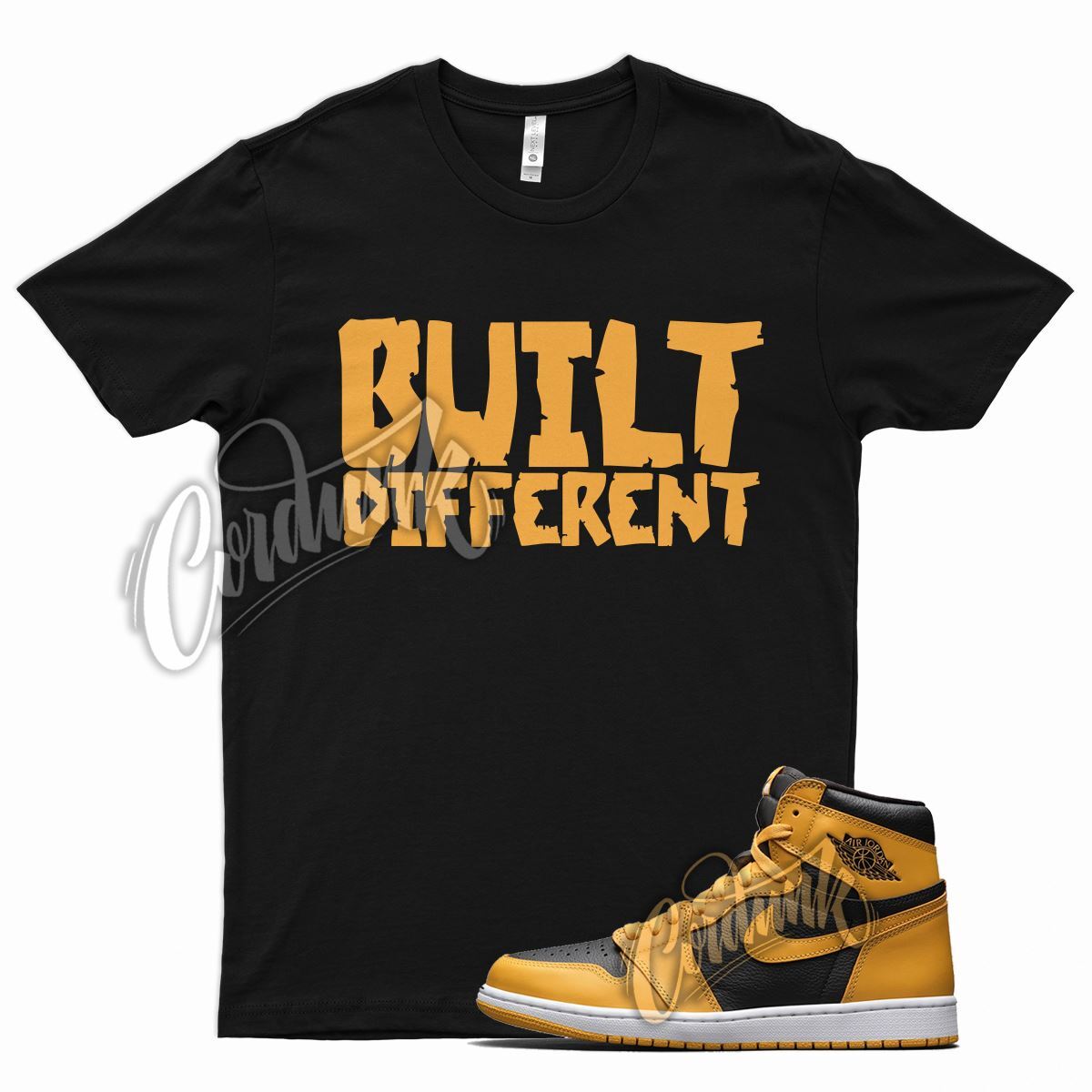 Black BUILT T Shirt for Air J1 1 Retro High OG Pollen University Gold