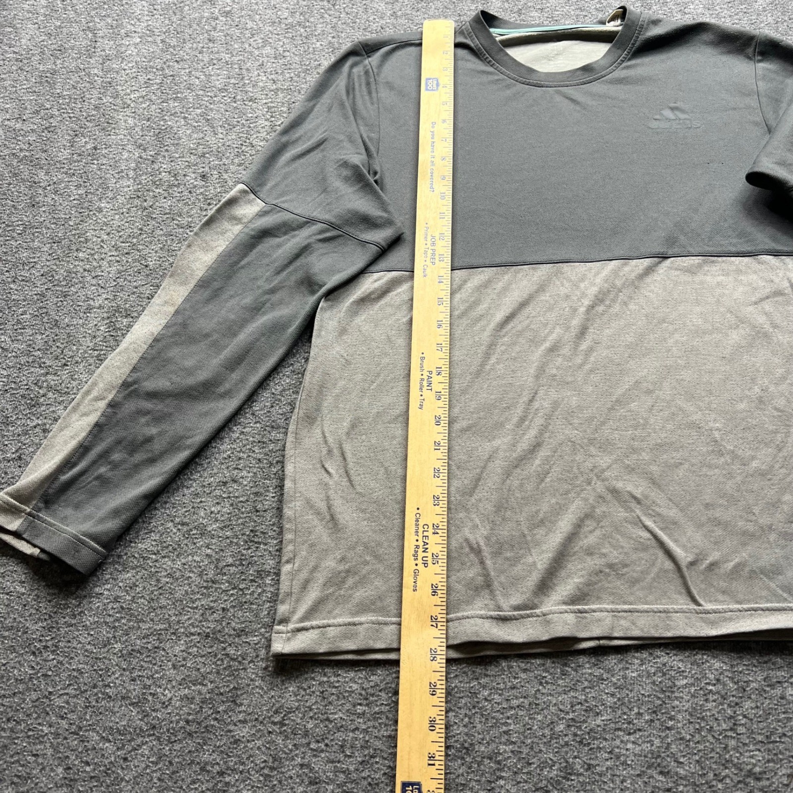 Adidas Shirt Mens Large Gray Climalite Two Tone Long Sleeve Athletic Tee L