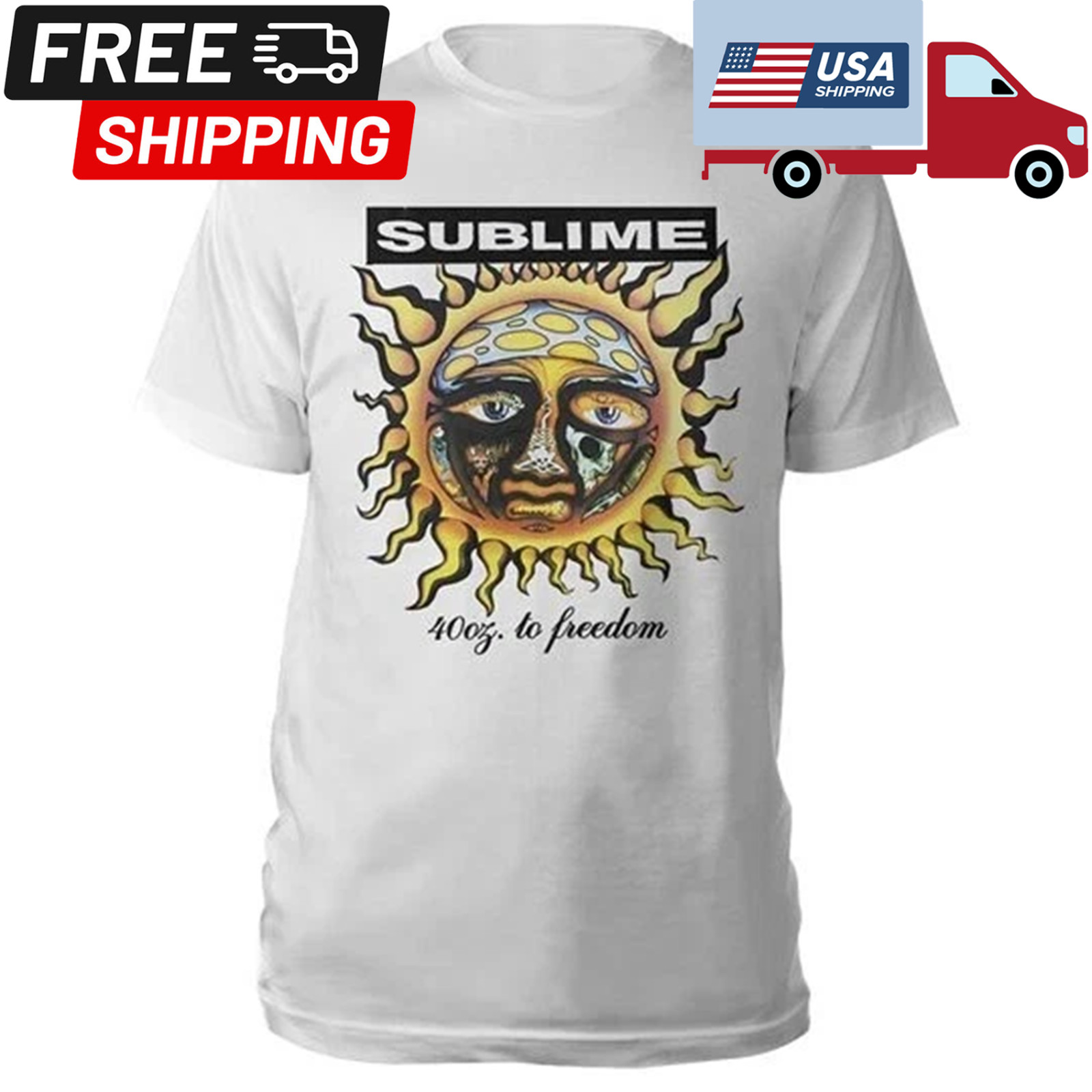 Sublime ’40oz to Freedom’ Album T-shirt, Heavy Cotton T-shirt, Size S to 5XL
