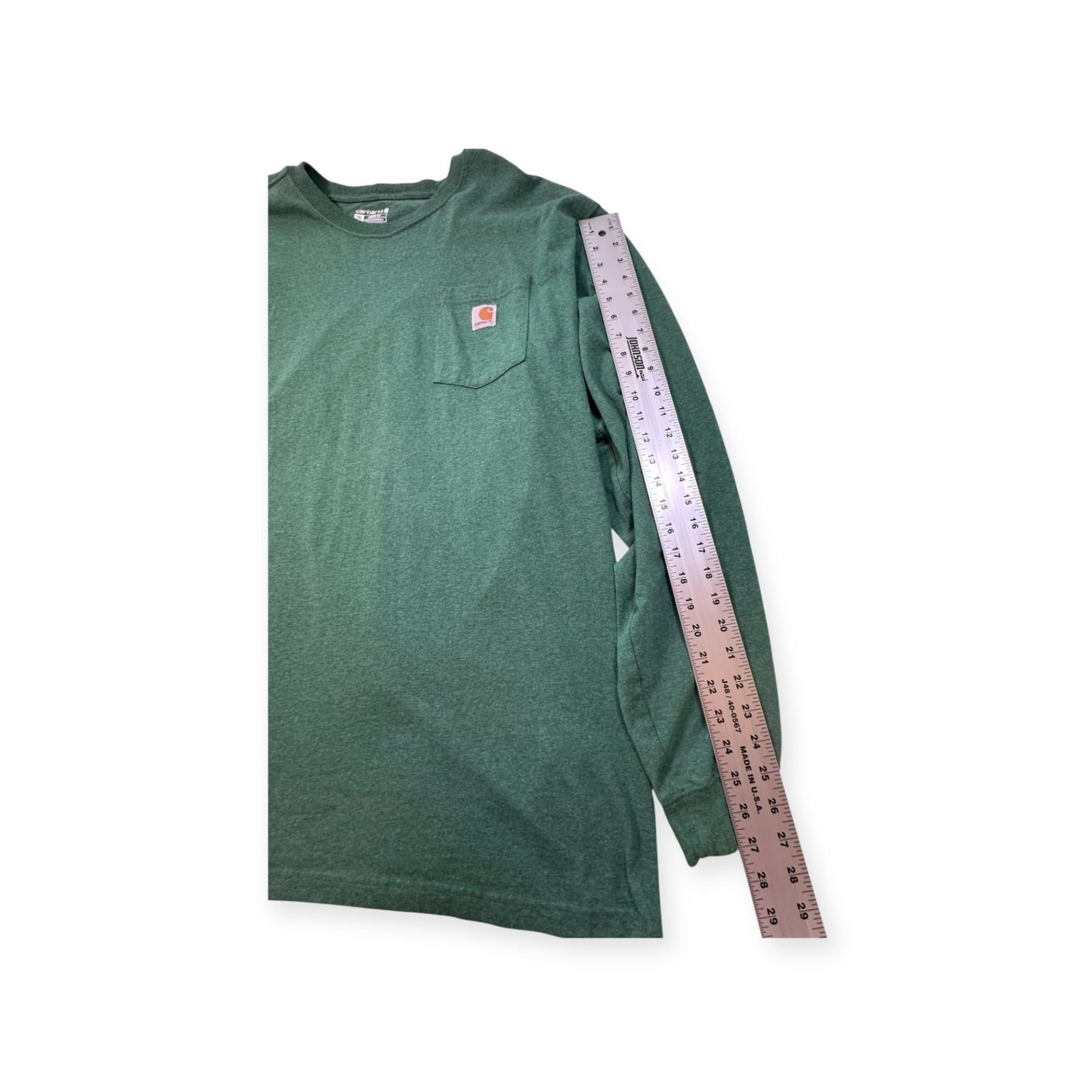 Carhartt Green Crew Neck Long Sleeve 100% Cotton All Seasons T-Shirt 2XL Tall