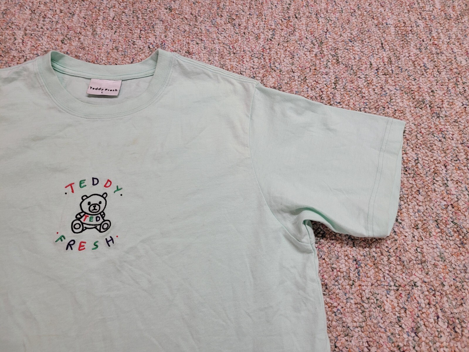 Teddy Fresh Shirt Mens Large Blue Streetwear Embroidered Bear Logo Tee Casual