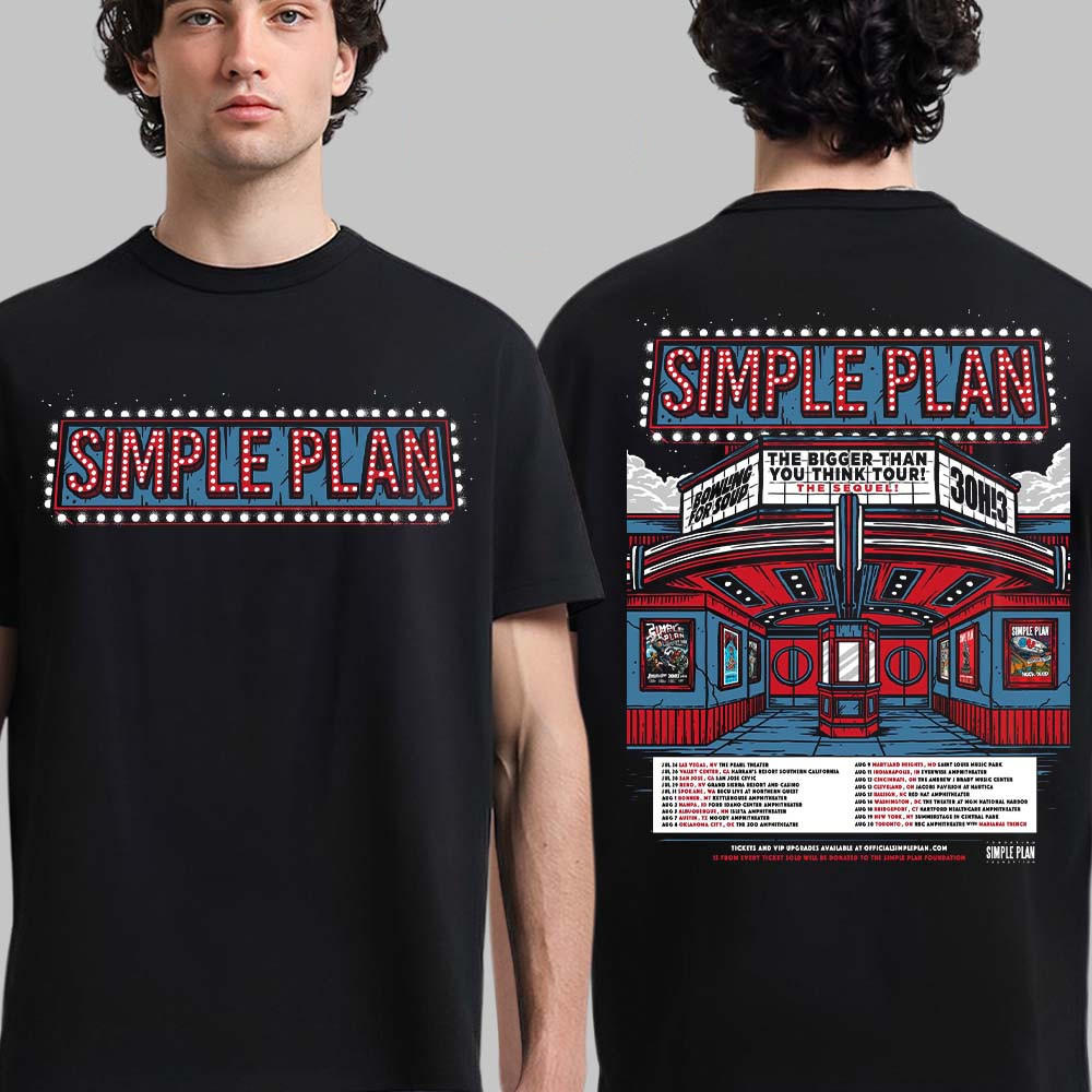 Simple Plan The Bigger Than You Think Tour 2026 The Sequel Multicolor T Shirt