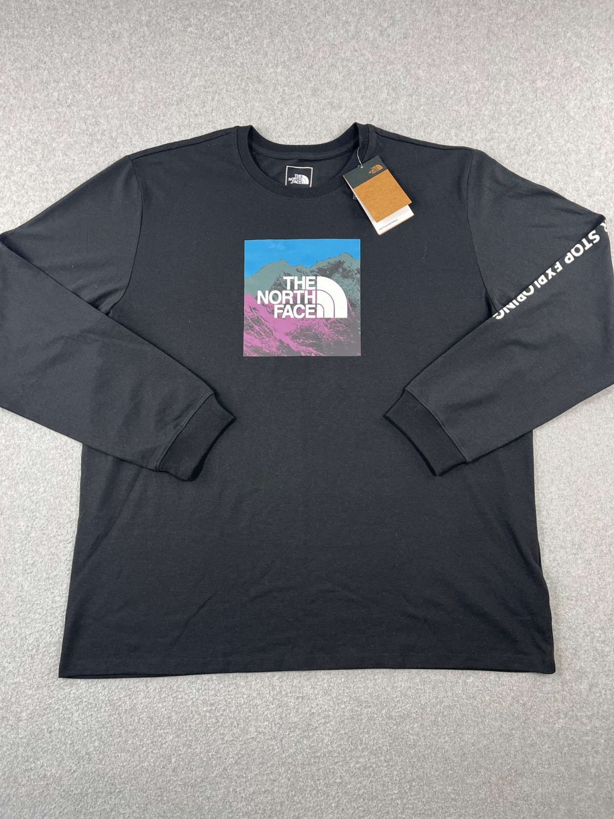 The North Face Logo Play Shirt Mens 2XL Black Long Sleeve Crew Neck Standard Fit