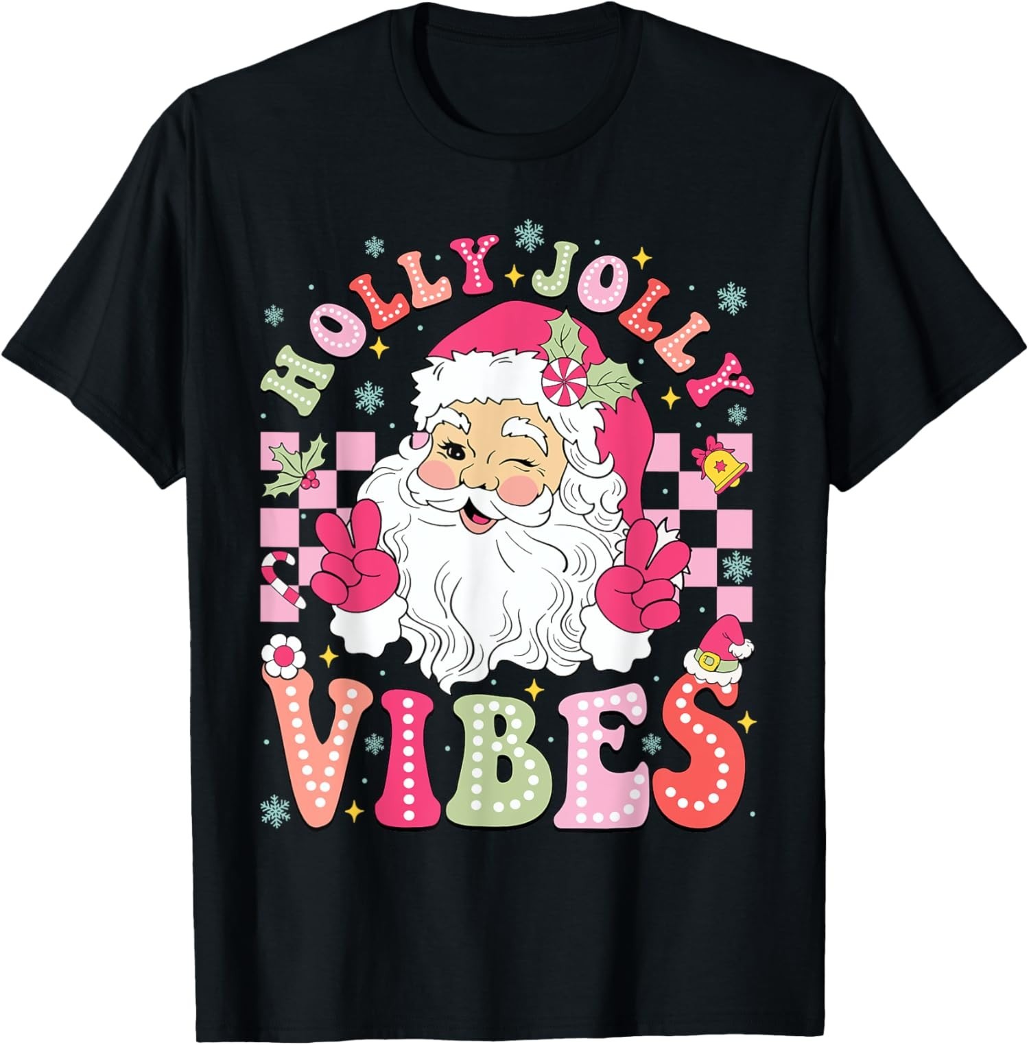 Groovy Cute Santa Claus Christmas Vibes Xmas Present Unisex T-Shirt